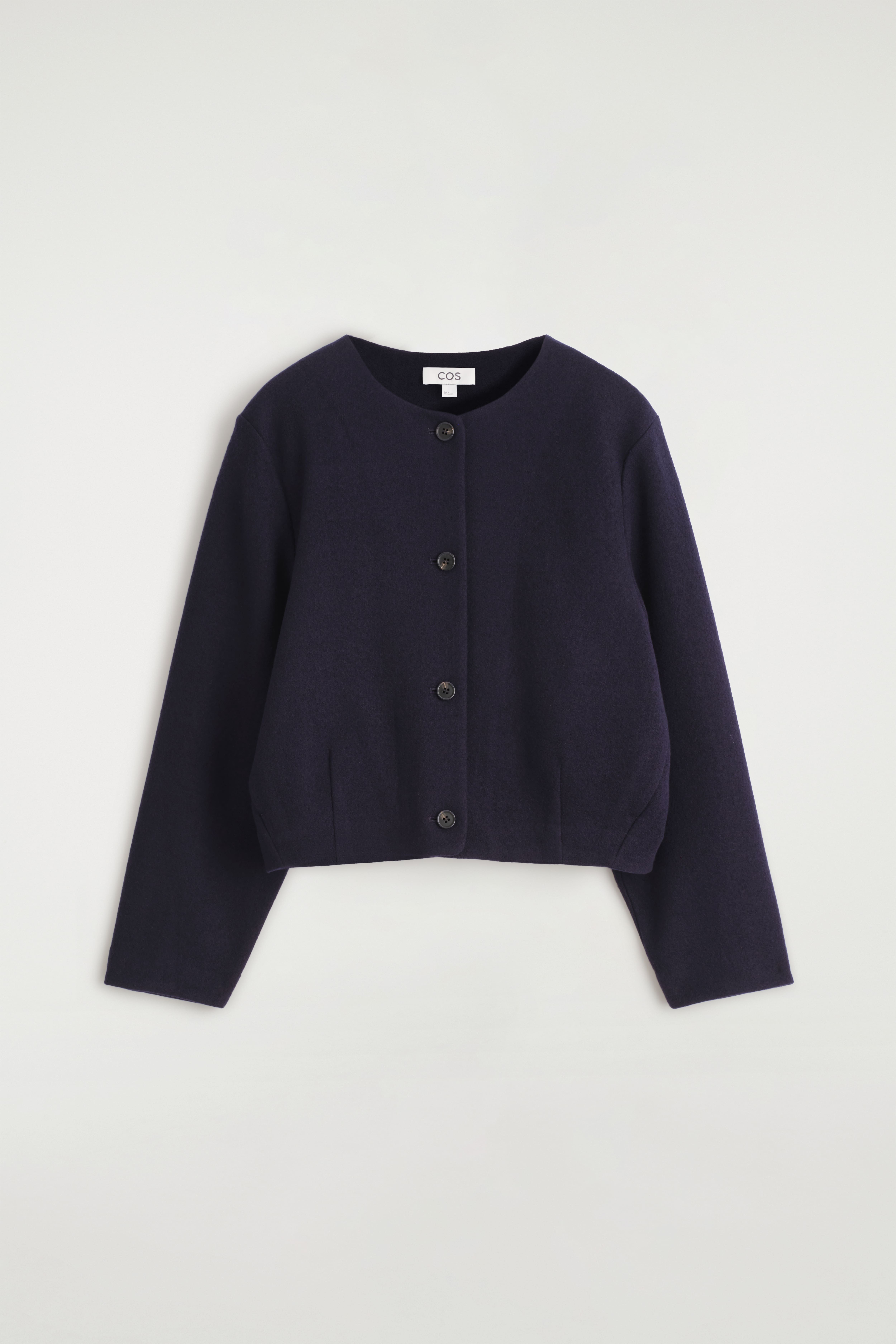 STRICKJACKE AUS GEKOCHTER MERINOWOLLE - NAVYBLAU/DUNKELGRAU MELIERT