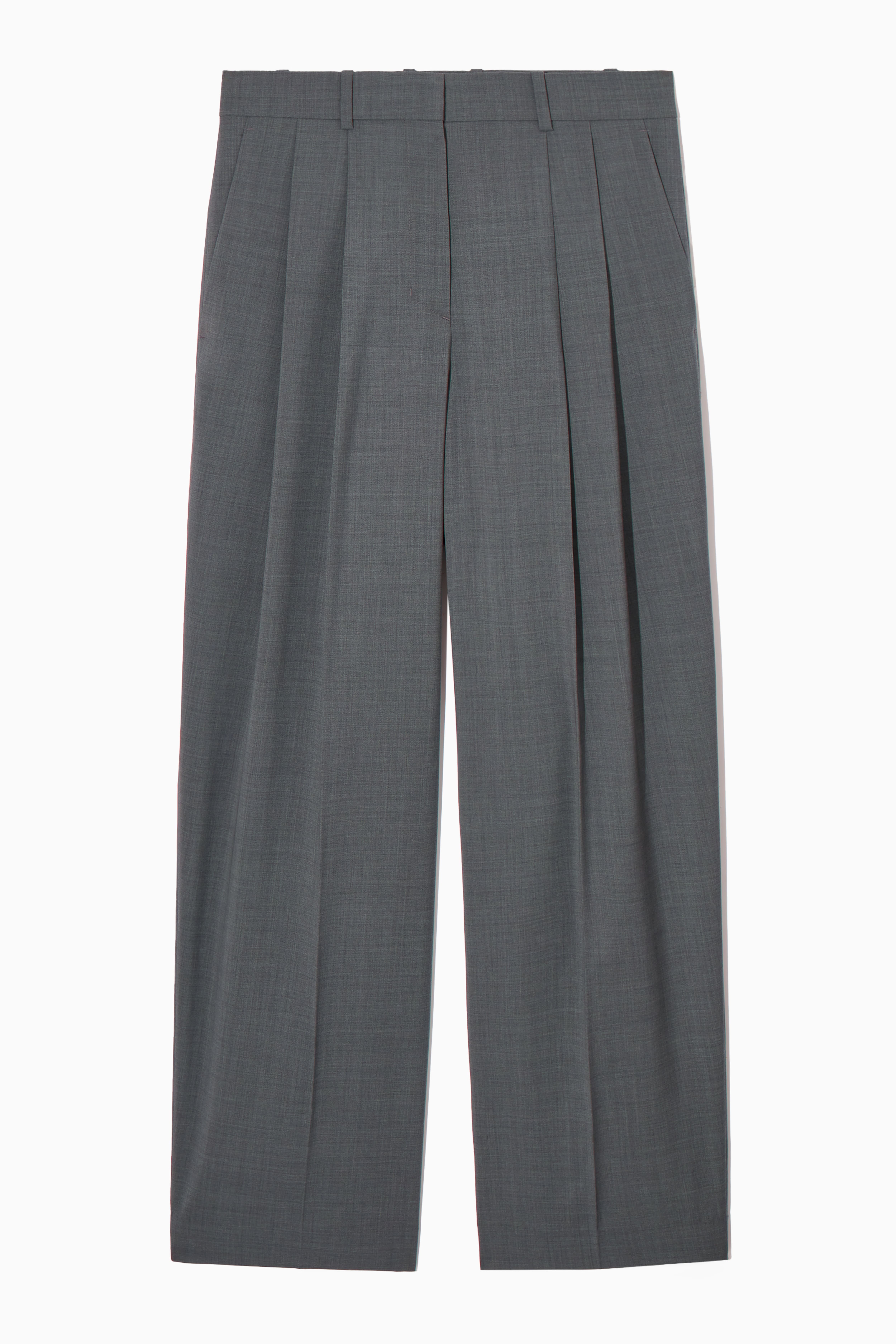 RELAXED TAILORED WOOL WIDE-LEG TROUSERS - GREY MÉLANGE - DAMES | H\u0026M NL