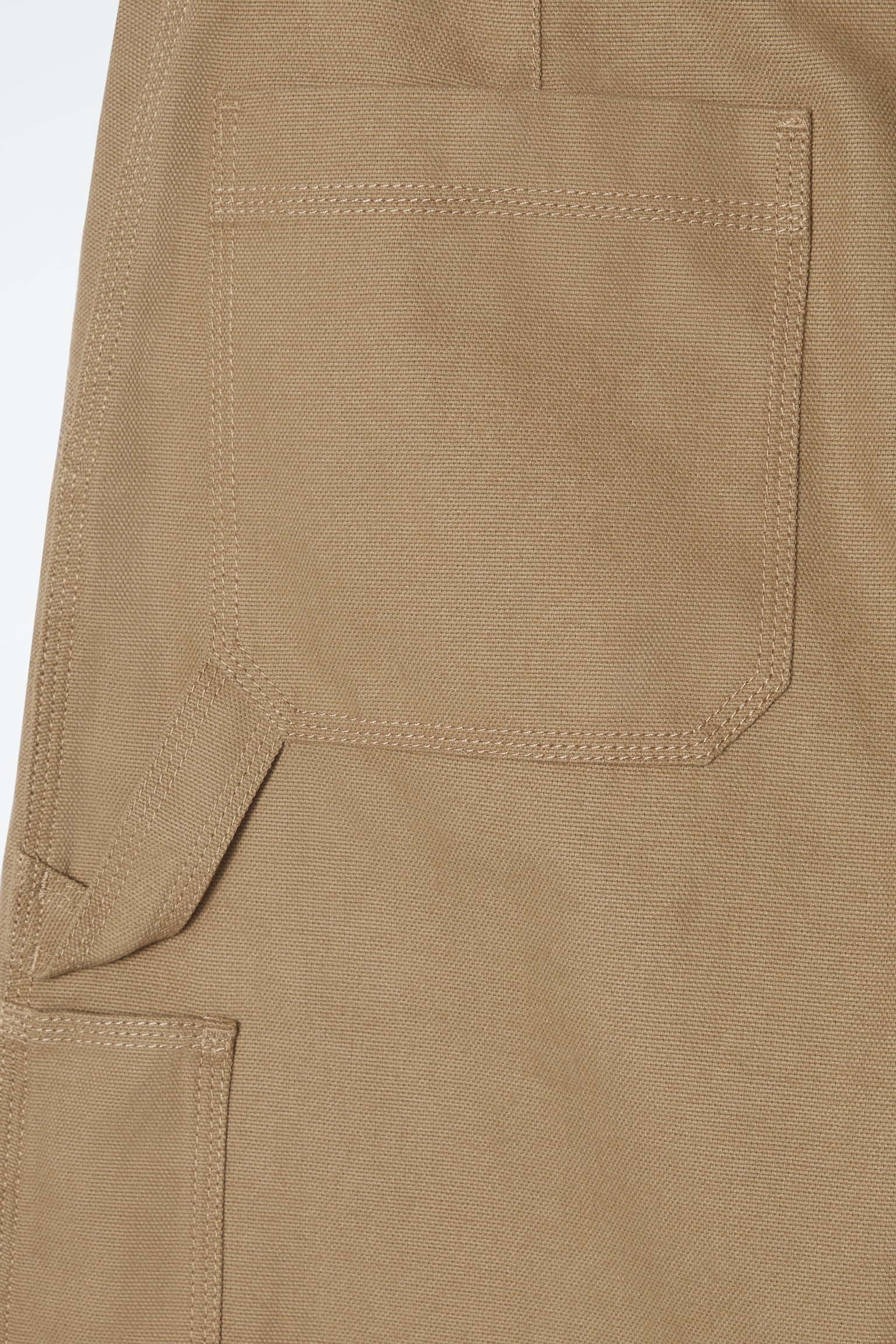 WIDE-LEG CANVAS UTILITY TROUSERS - BEIGE - 5