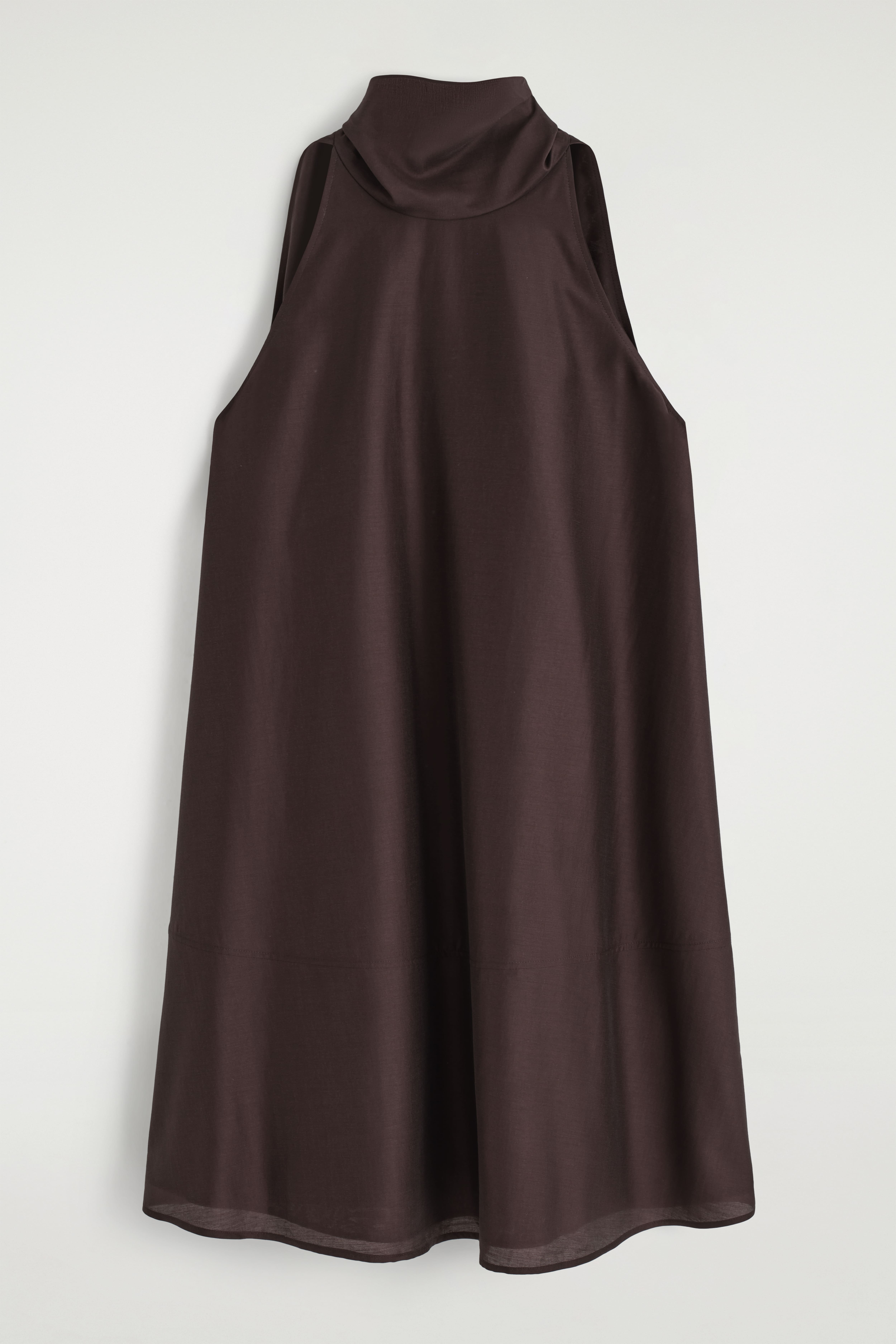ROCHIE MINI CU GULER HALTER - MARRON ÎNCHIS/ROŞU/VERDE DESCHIS
