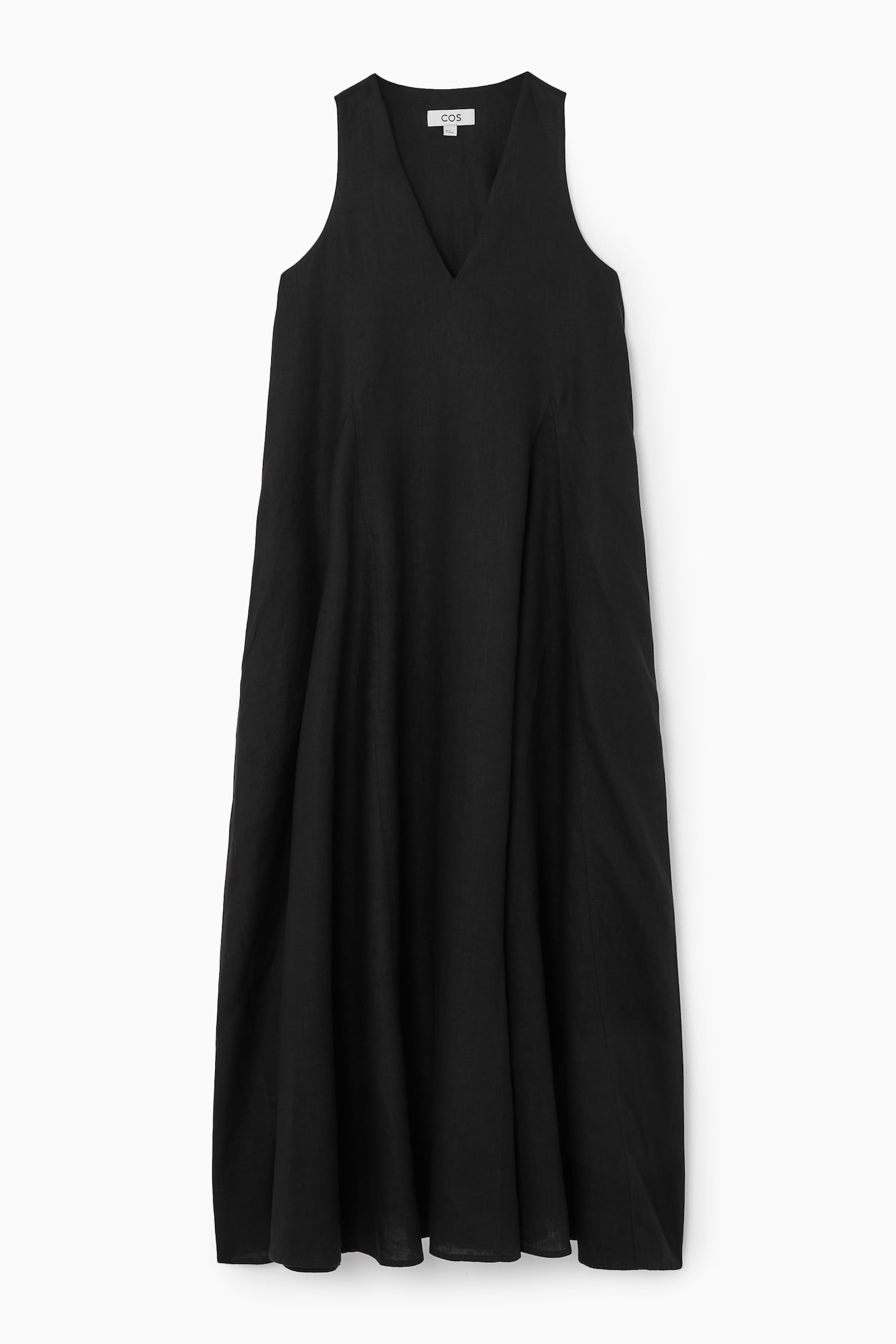 VOLUMINOUS V-NECK MAXI DRESS - BLACK - 2