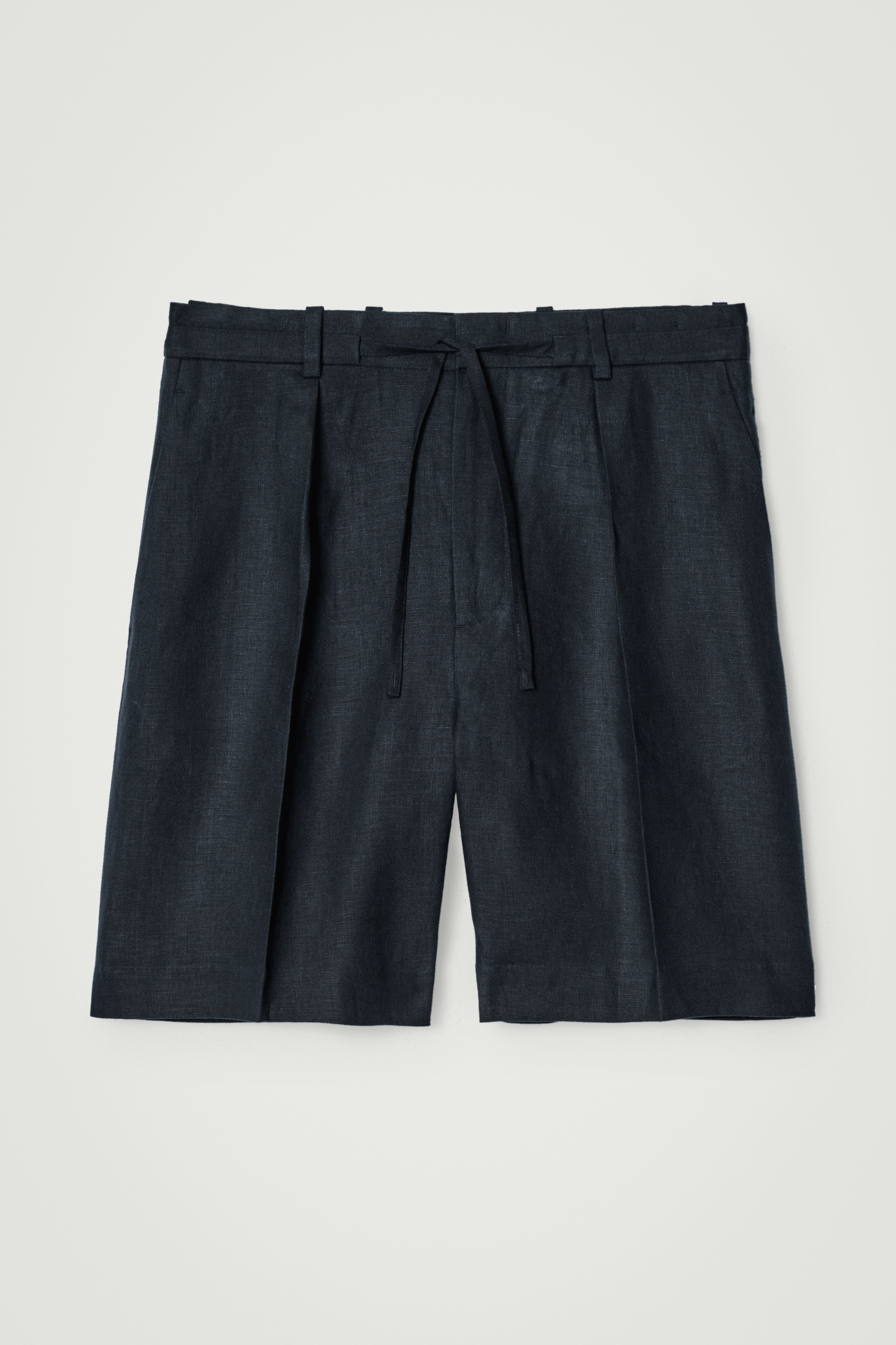 SHORTS SARTORIALI IN LINO CON COULISSE - BLU NAVY