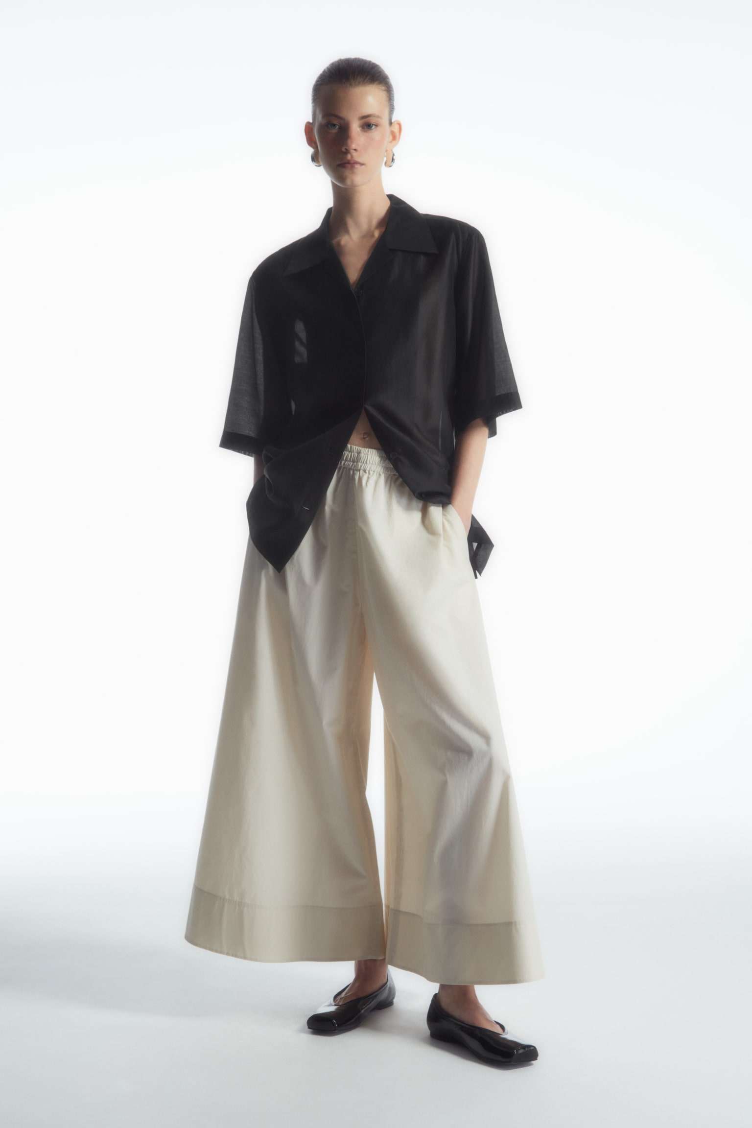 VOLUMINOUS CULOTTES - LIGHT BEIGE/BLACK/NAVY - 1