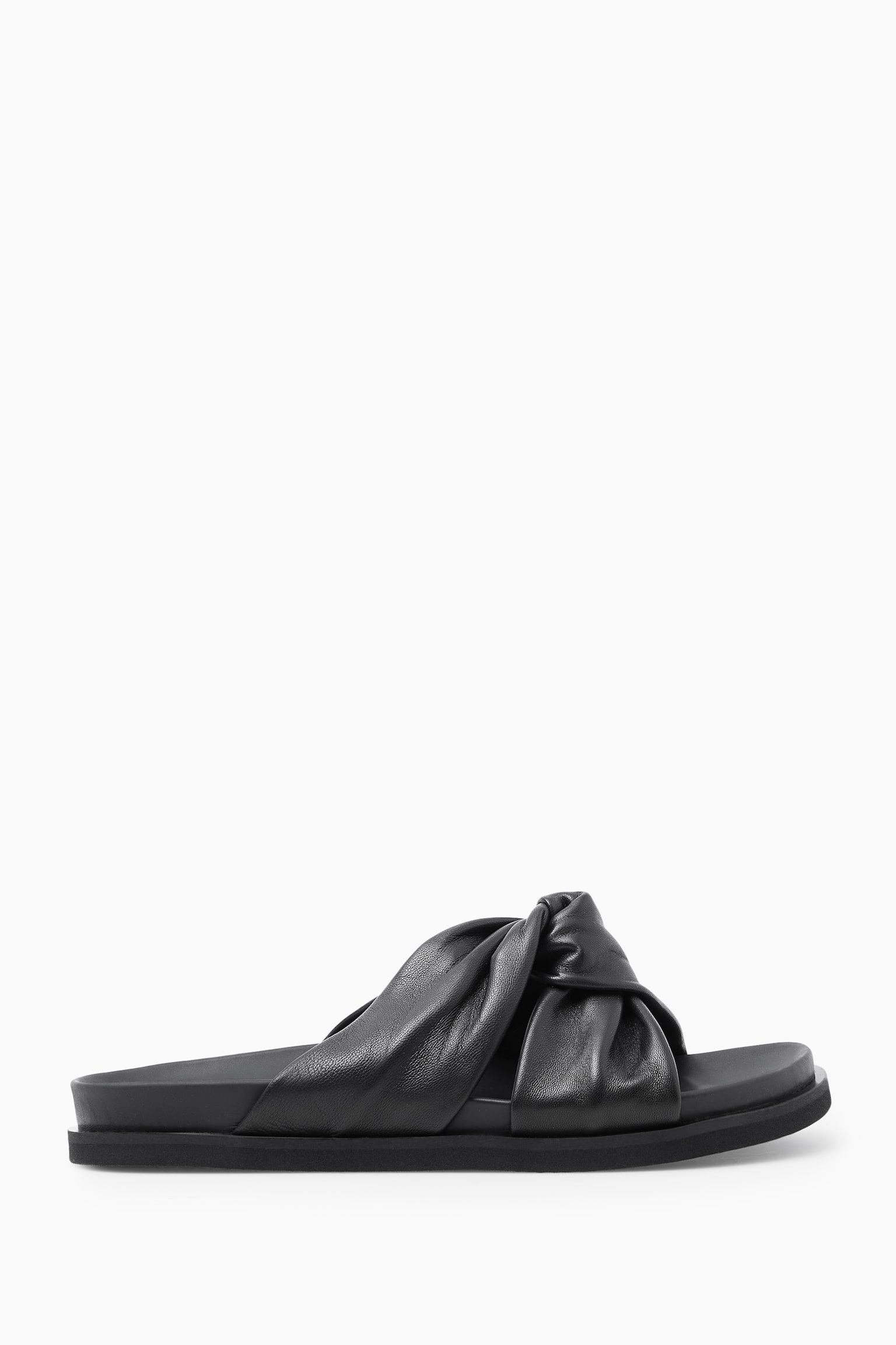 CROSSOVER LEATHER SLIDES - BLACK/WHITE - 2