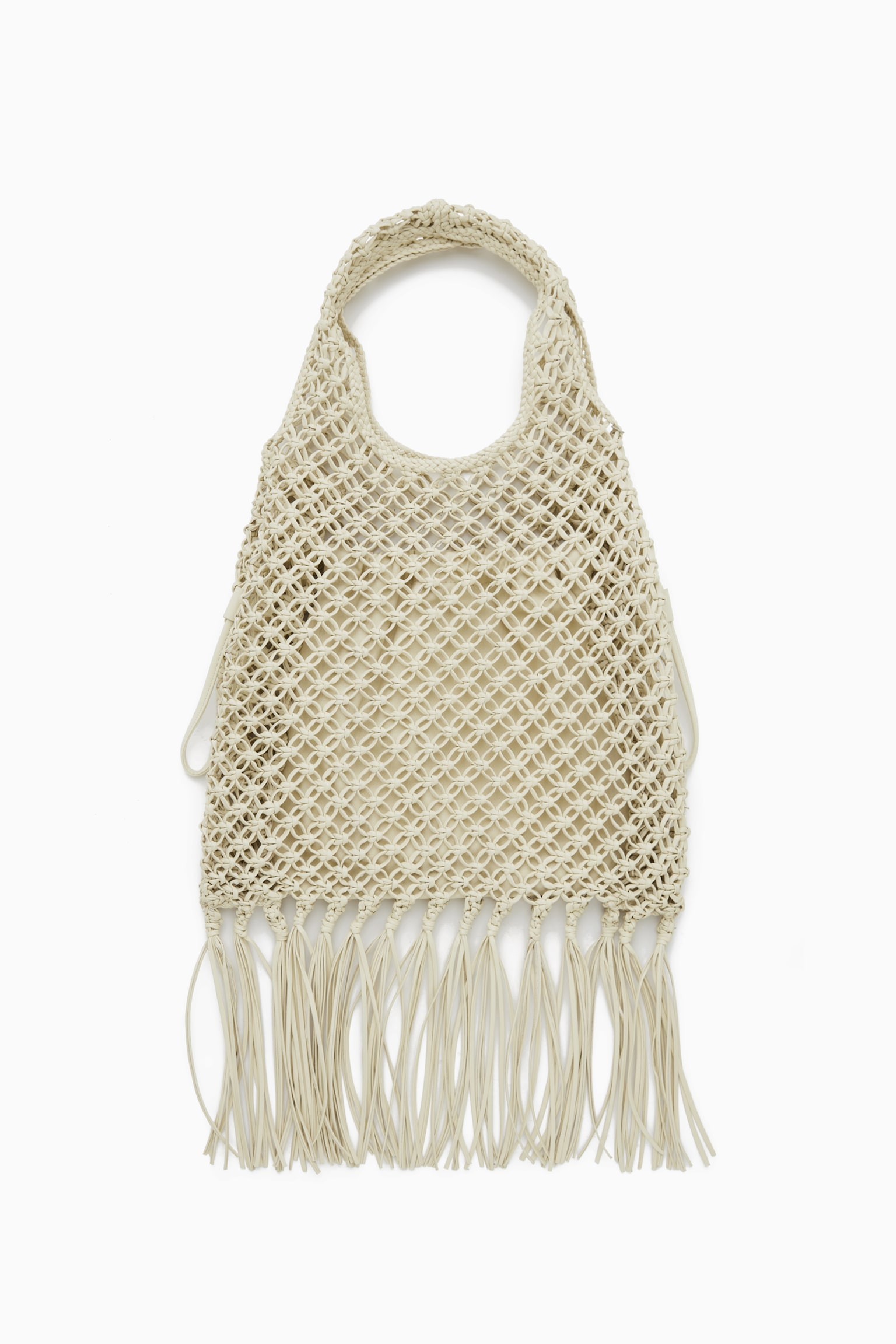 MINI MACRAMÉ SHOPPER - LEATHER - WHITE - 1