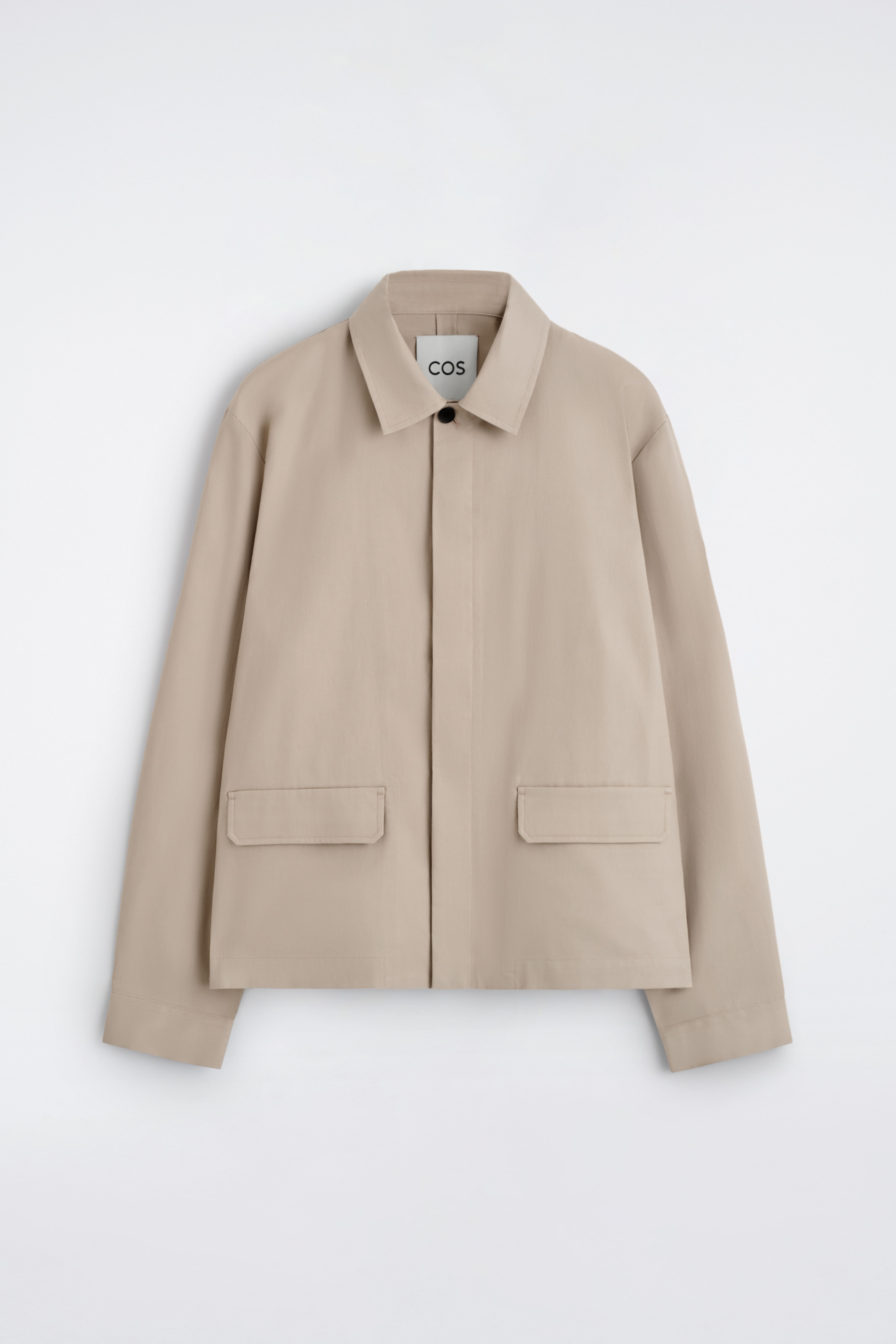 LOCKERE HEMDJACKE AUS BAUMWOLL-LEINEN-MIX - BEIGE/NAVYBLAU