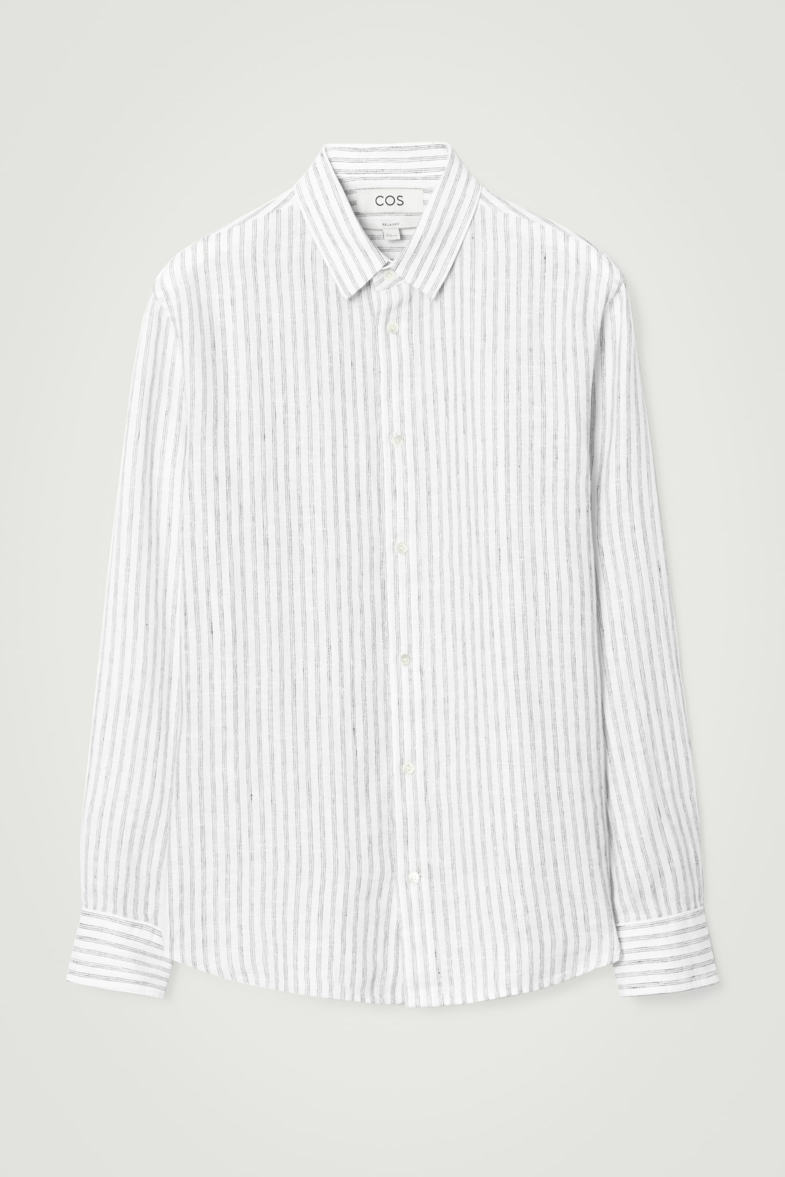 RELAXED STRIPED LINEN LONG-SLEEVED SHIRT - WHITE / STRIPED/GREY / STRIPED/GREEN / CREAM / STRIPED - 2