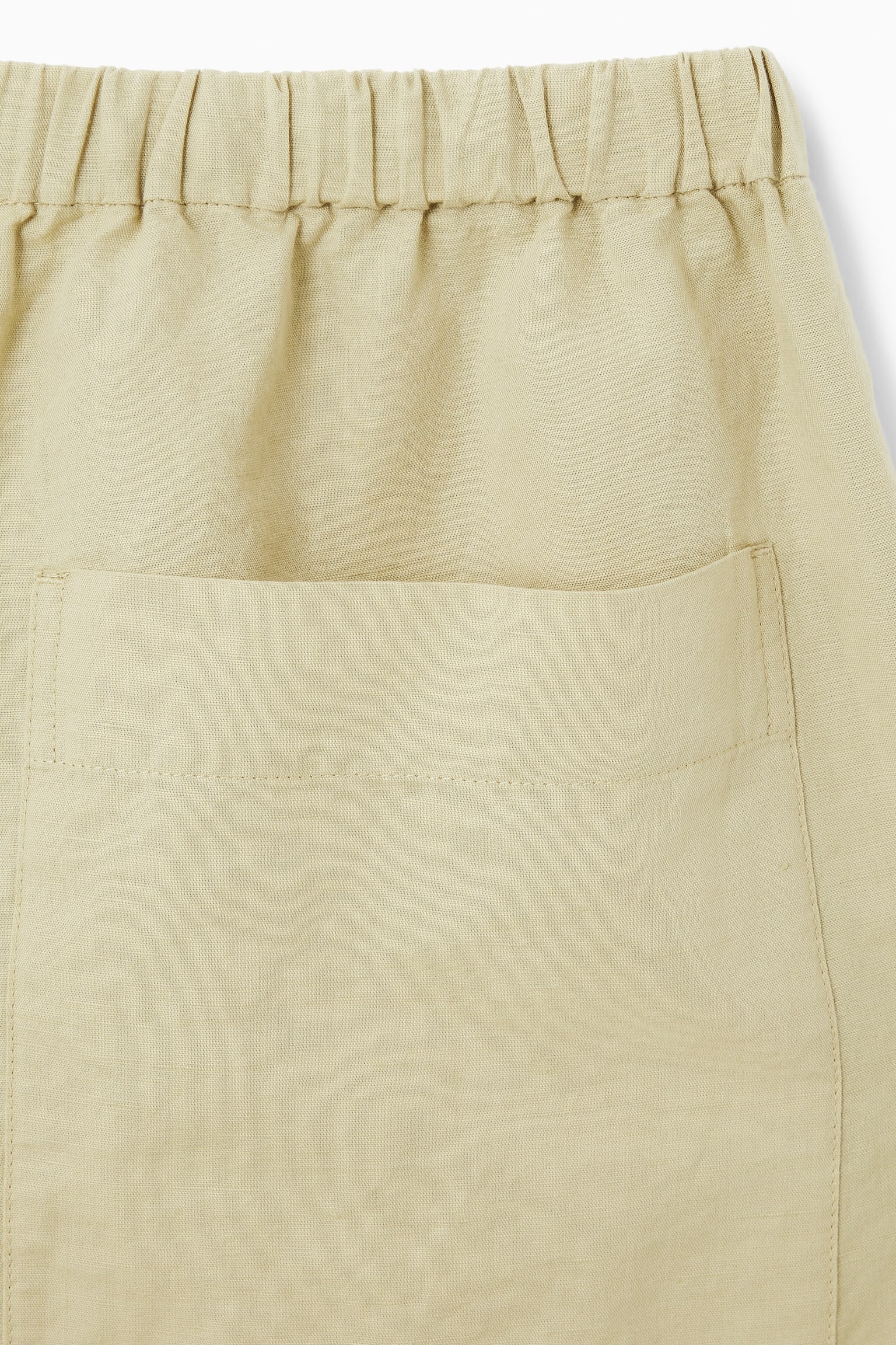 WIDE-LEG LINEN DRAWSTRING TROUSERS - WASHED KHAKI/WHITE - 4