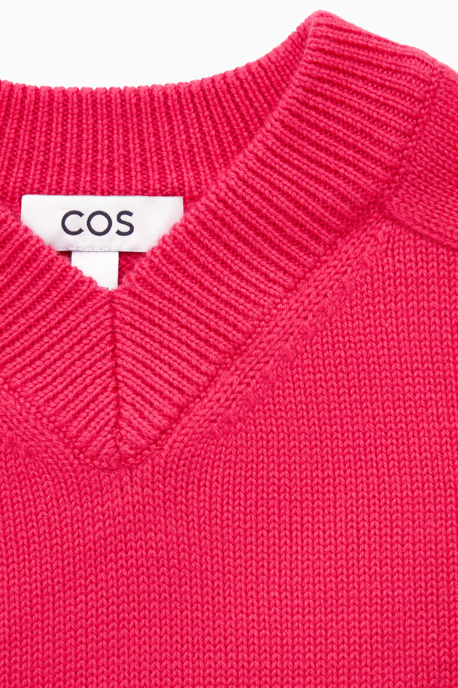 V-NECK MERINO WOOL JUMPER - BRIGHT PINK - 2