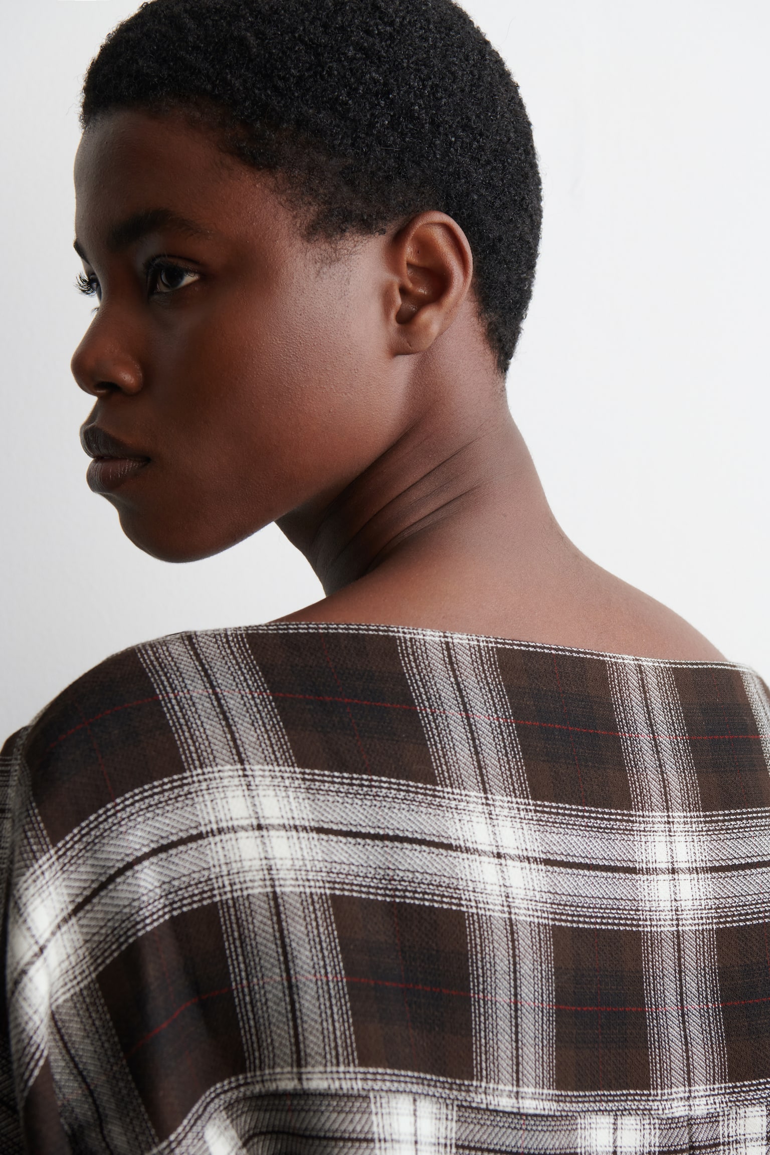 TOP A QUADRI CON SCOLLO A V - BORDEAUX / QUADRI - 8