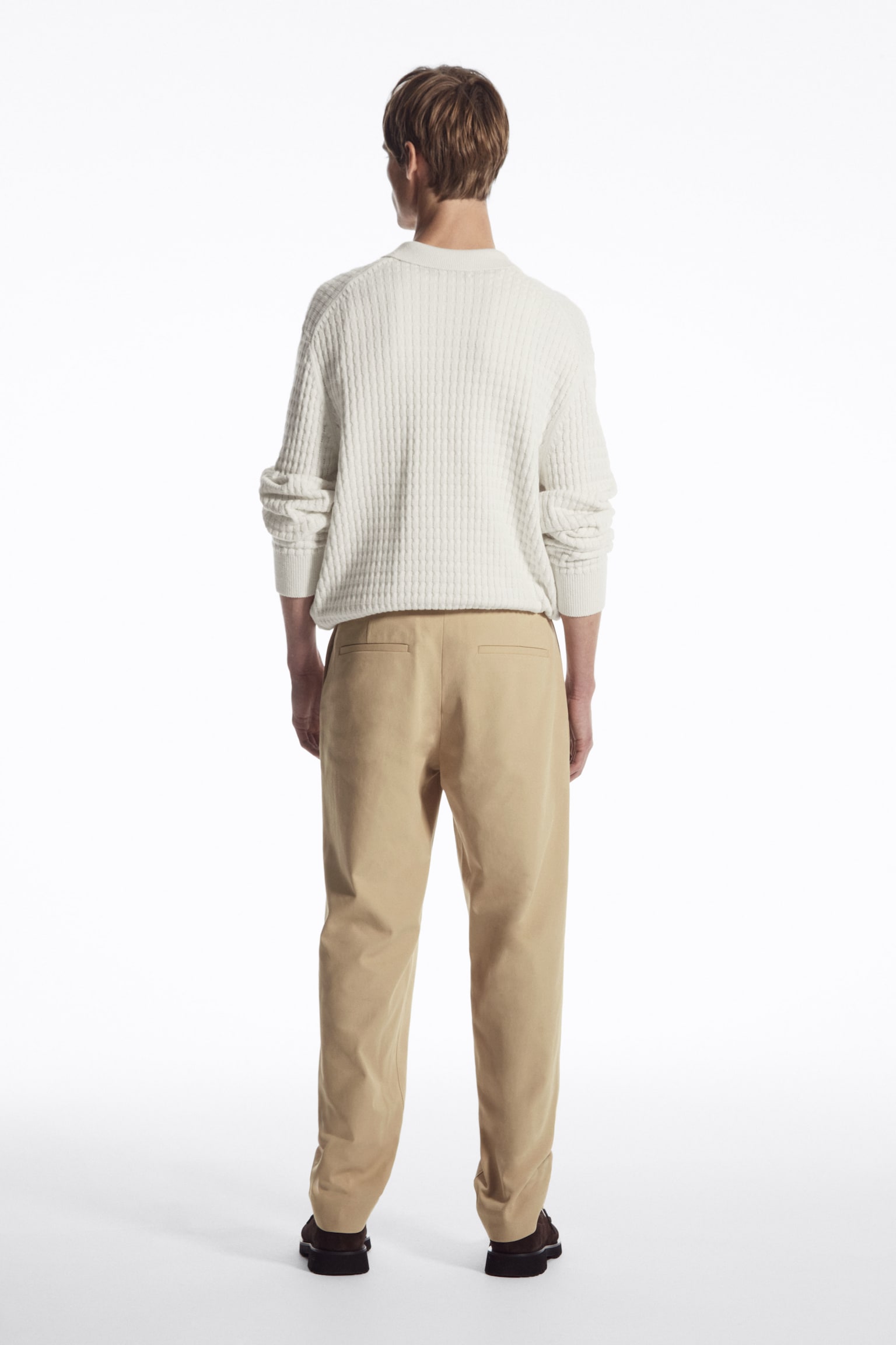 STRAIGHT-LEG TWILL CHINOS - BEIGE/NAVY - 3