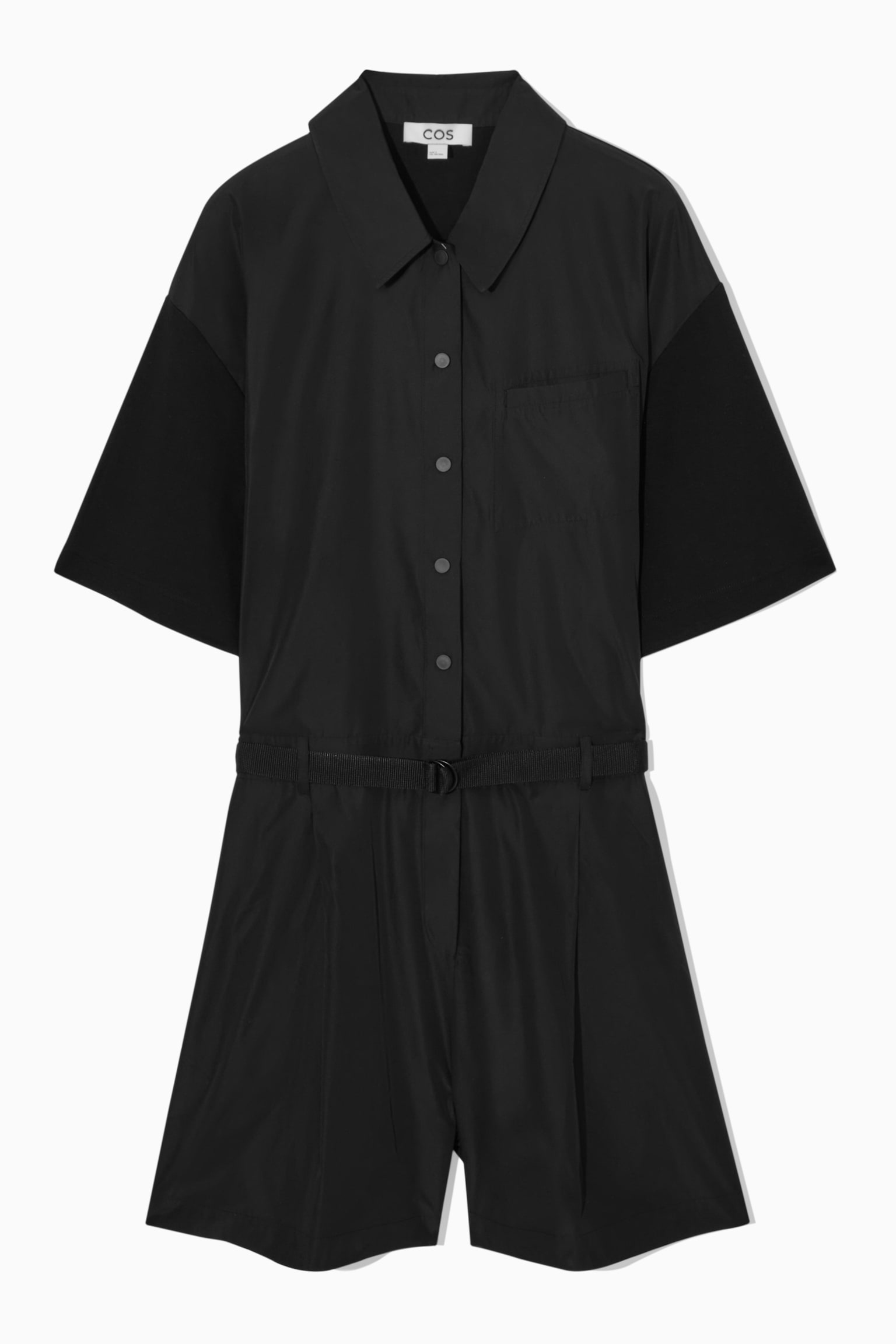 SHELL-PANEL PLAYSUIT - BLACK - 1