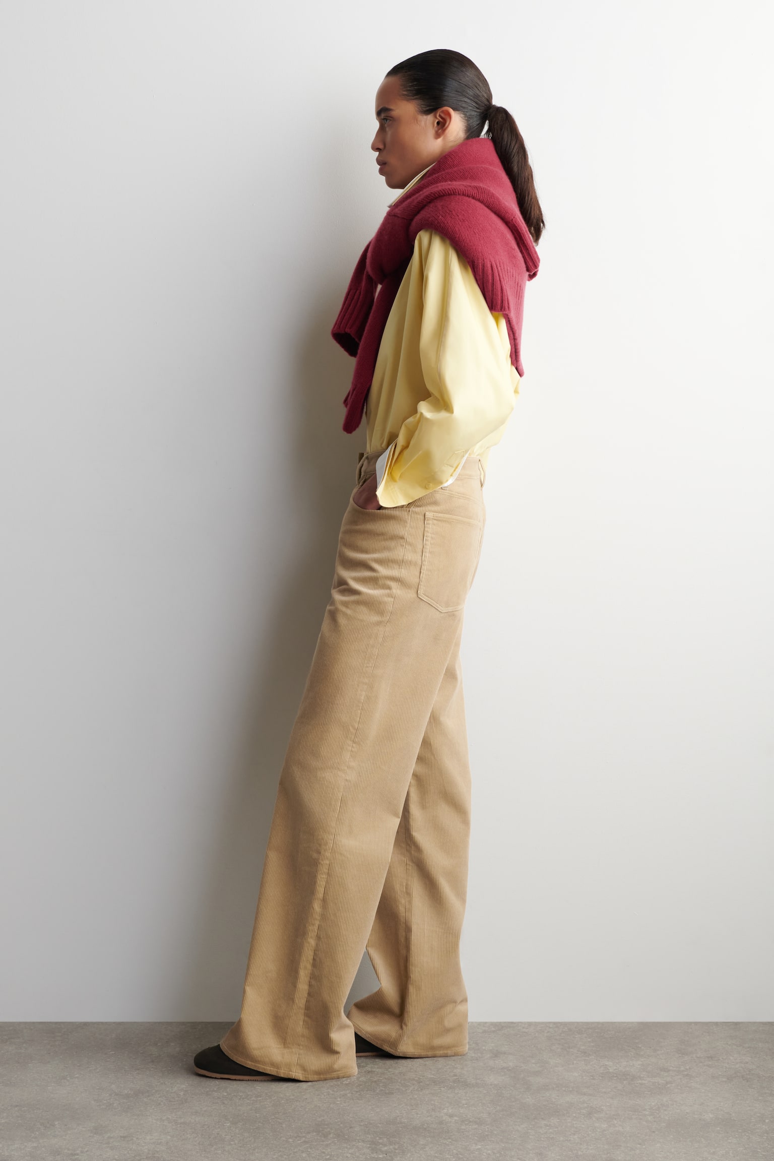 PANTALON DROIT EN VELOURS CÔTELÉ - BEIGE - 6