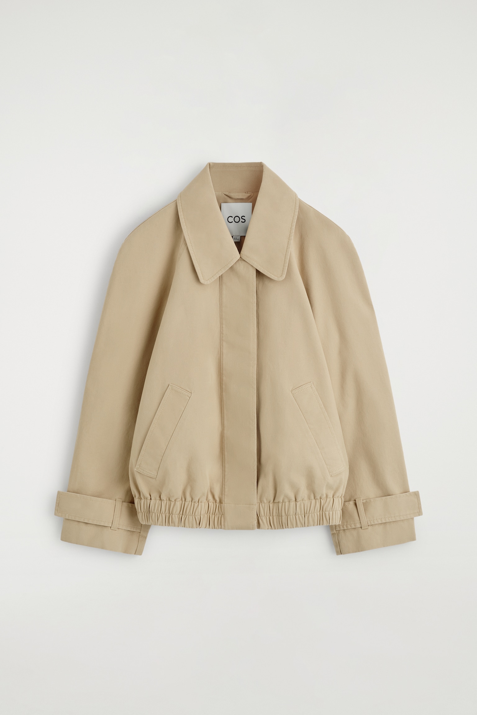 Ronde katoenen blousonjas - buinbeige/ZWART - 2