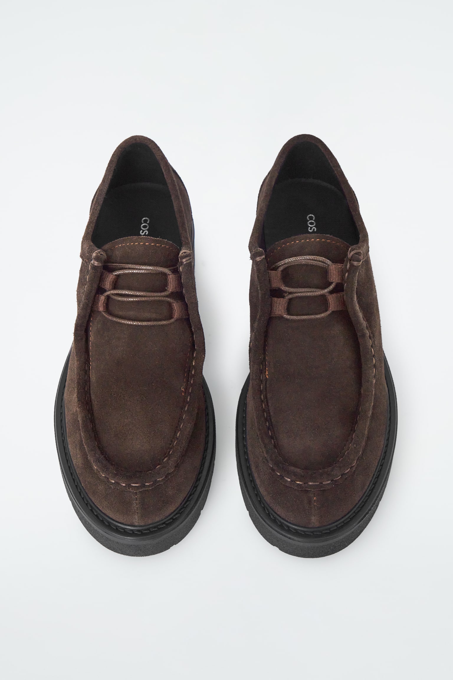 CHUNKY SUEDE DERBY SHOES - DARK BROWN - 4