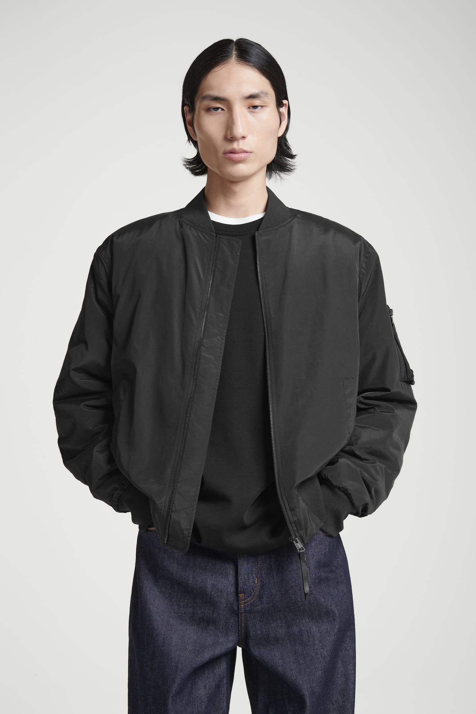 PADDED BOMBER JACKET - BLACK - 1