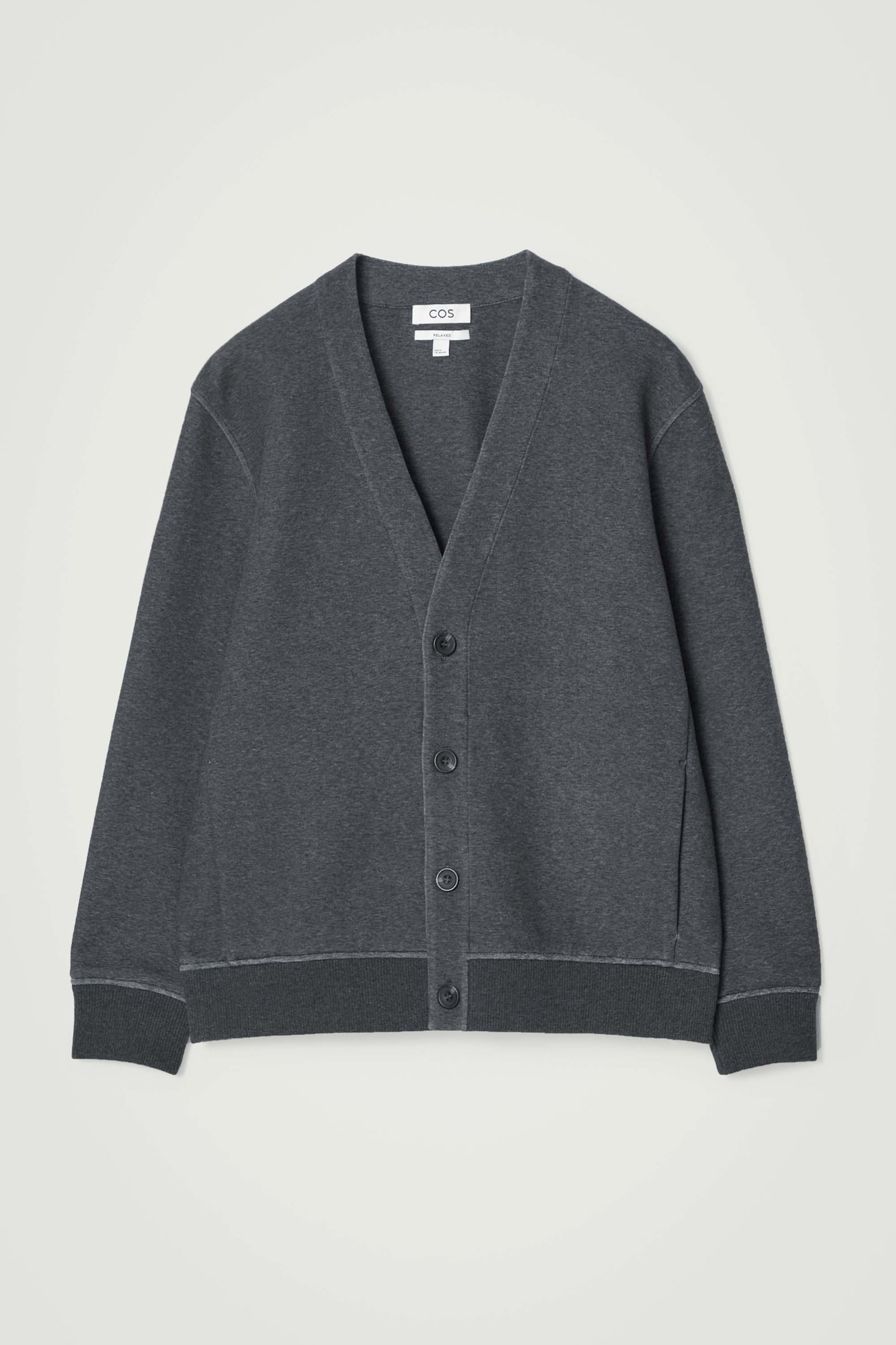 SCUBA-JERSEY V-NECK CARDIGAN - GREY/BLACK - 1