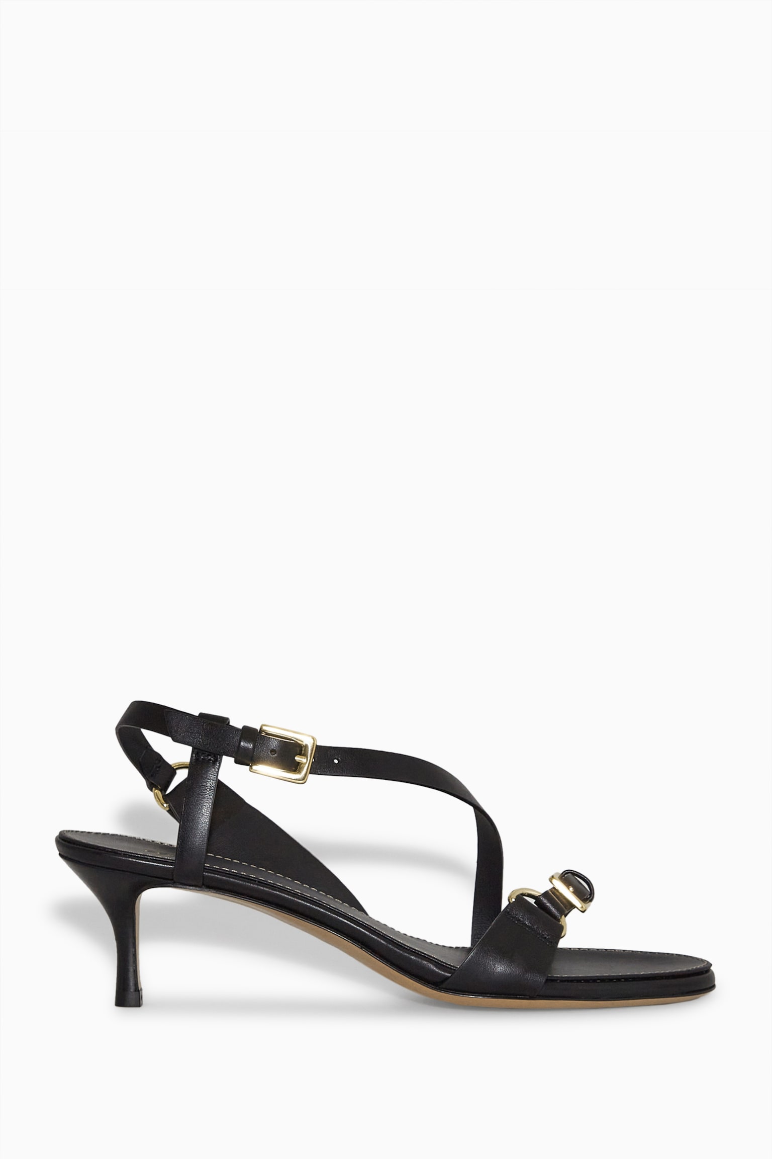 BUCKLED STRAPPY HEELED SANDALS - BLACK/WHITE - 1