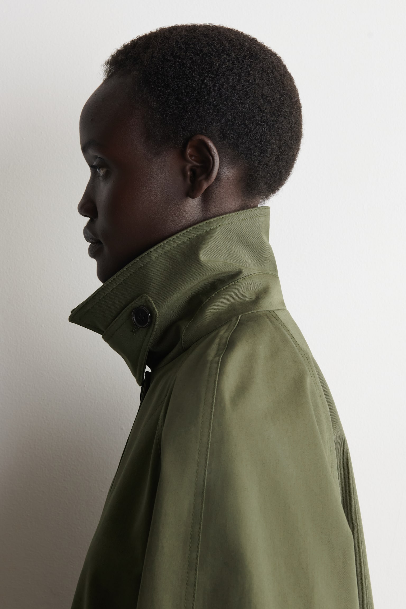 JACKA MED A-SILHUETT I BOMULLSTWILL - KHAKI/MARINBLÅ - 6