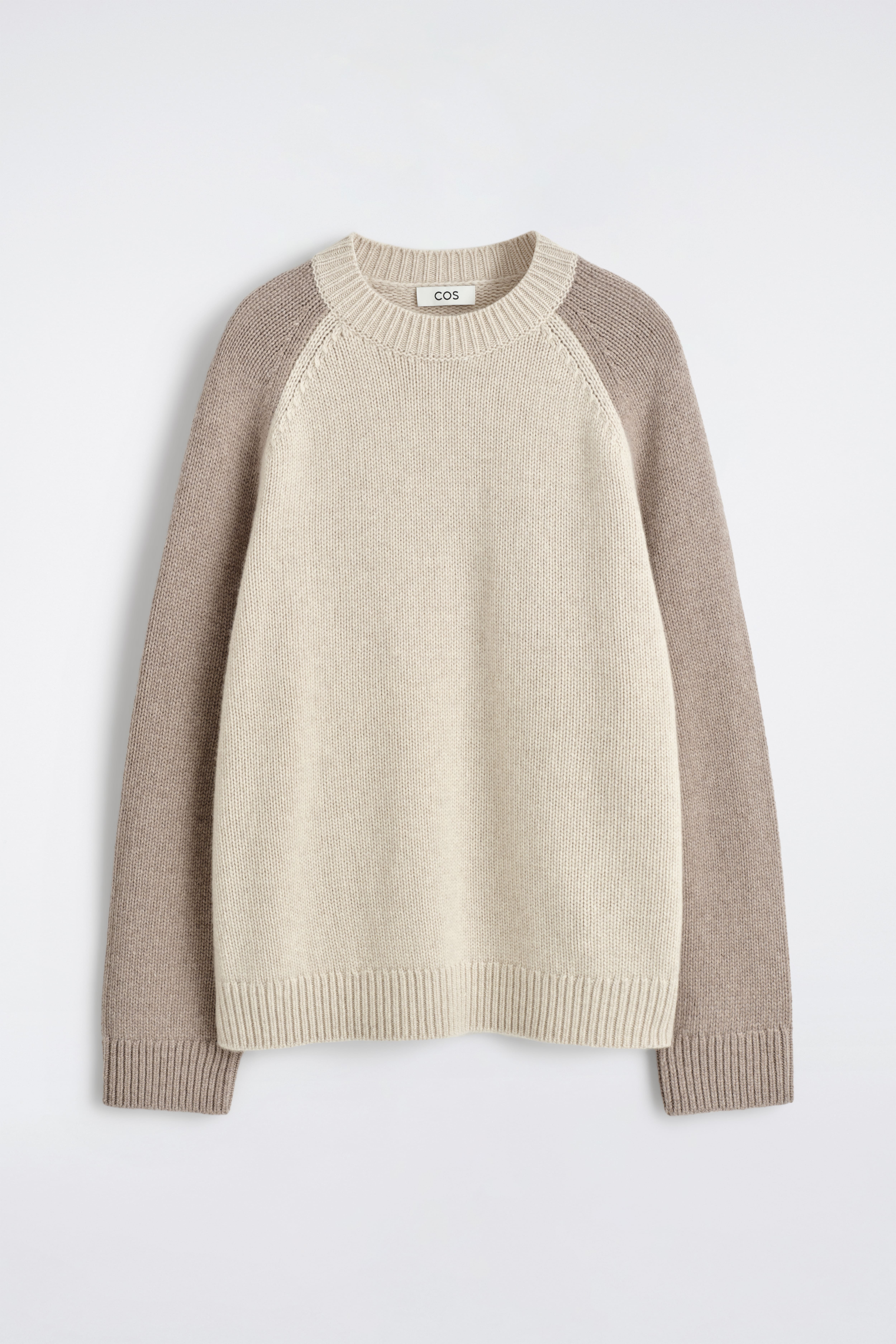 KASCHMIR-PULLOVER MIT COLOUR-BLOCK-DESIGN - BEIGE/TAUPE
