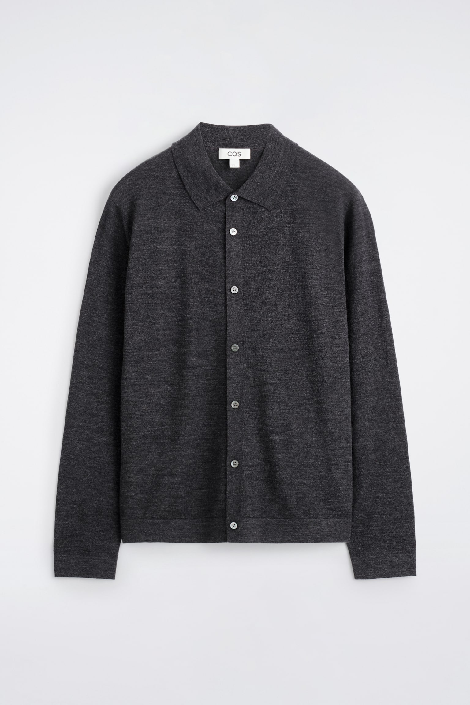 Gebreid shirt van merinowol - Antraciet/Bruin gemêleerd/ZWART - 2