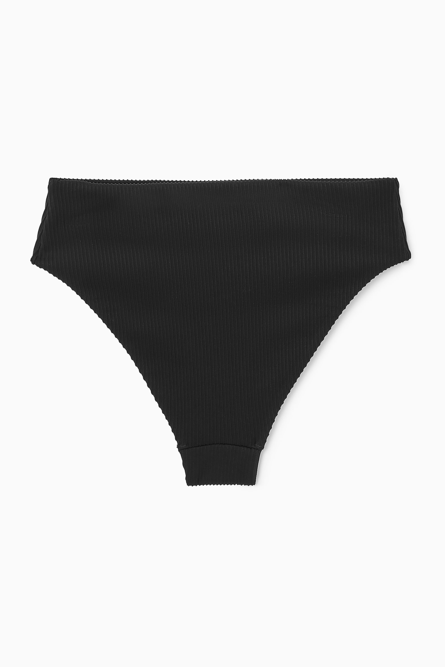 RIBBED HIGH-WAISTED BIKINI BRIEFS - BLACK - 3