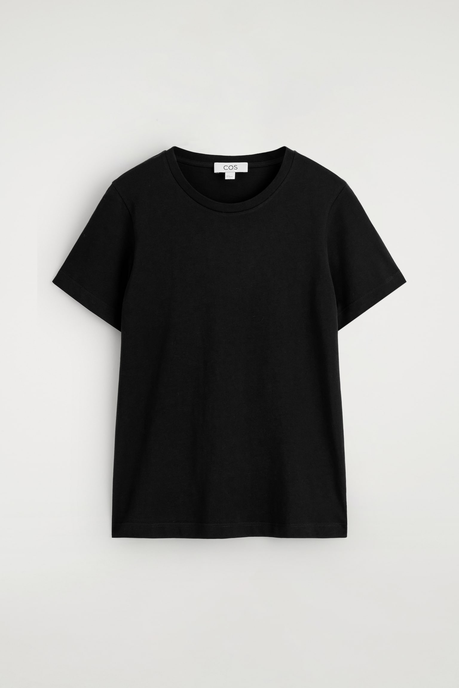 Katoenen T-shirt met ronde hals - ZWART/WIT - 2