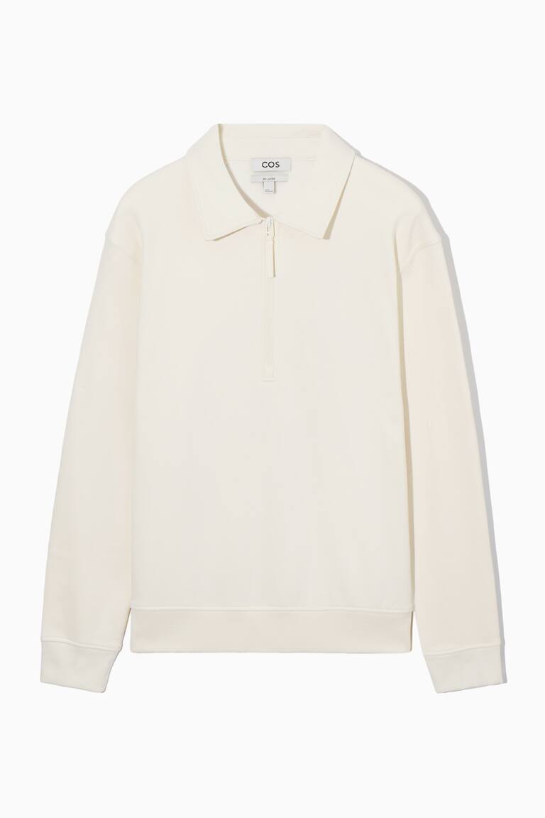 Cardigan Womens Zip Up White Sweater COLLARED HALF-ZIP SWEATSHIRT