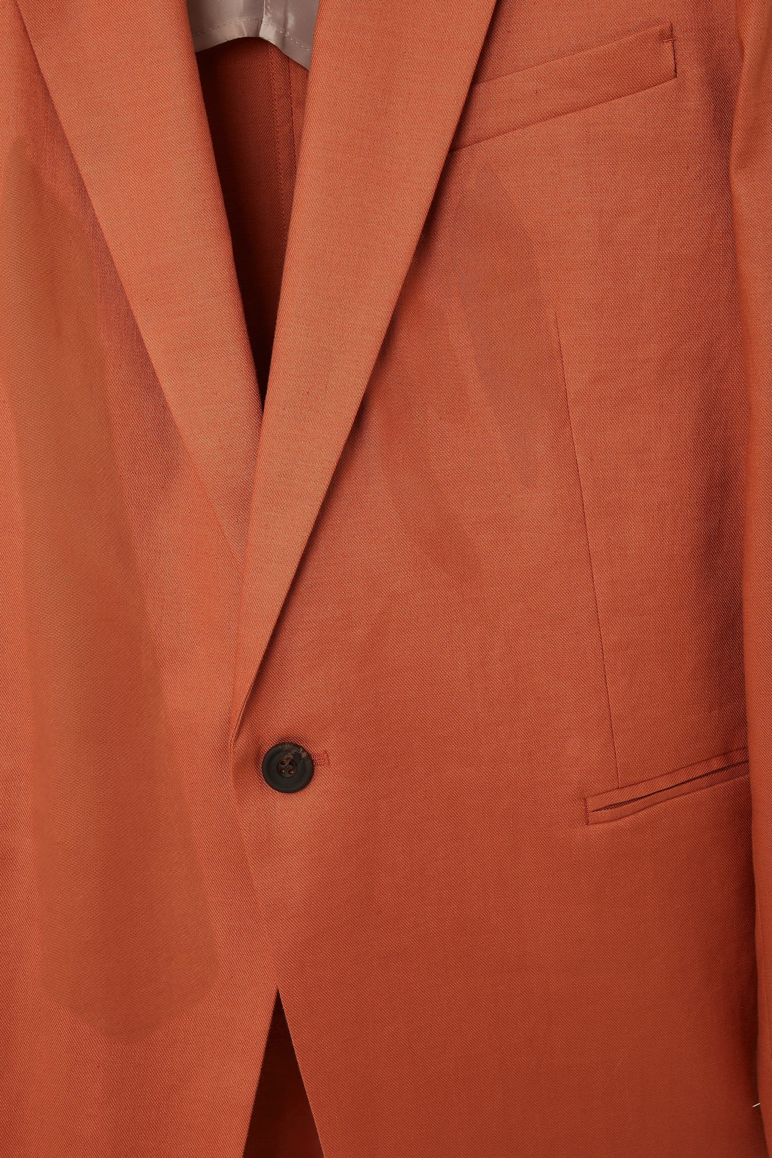 RELAXED LONGLINE SINGLE-BREASTED BLAZER - TERRACOTTA/BLACK - 9