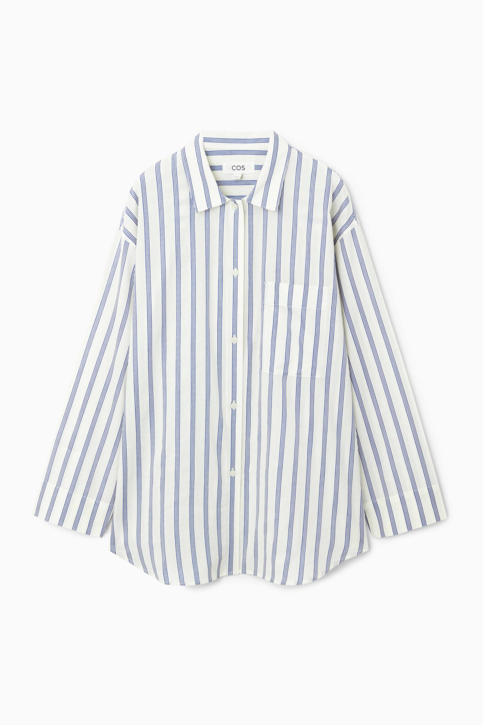 STRIPED PYJAMA SHIRT - WHITE / BLUE / STRIPED - 2