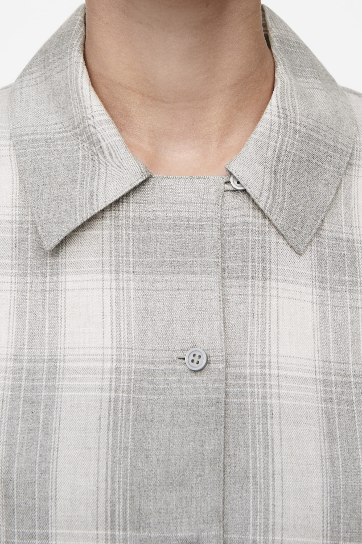 CHECKED FLANNEL PYJAMA SHIRT - GREY / CHECKED - 6