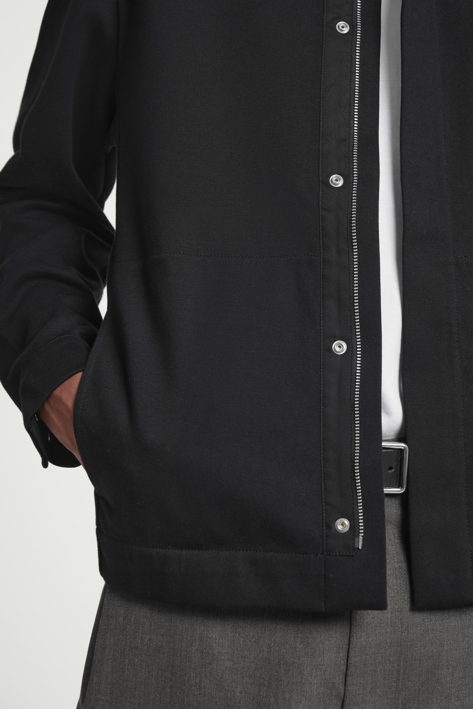 COLLARED COTTON-JERSEY JACKET - BLACK - 4