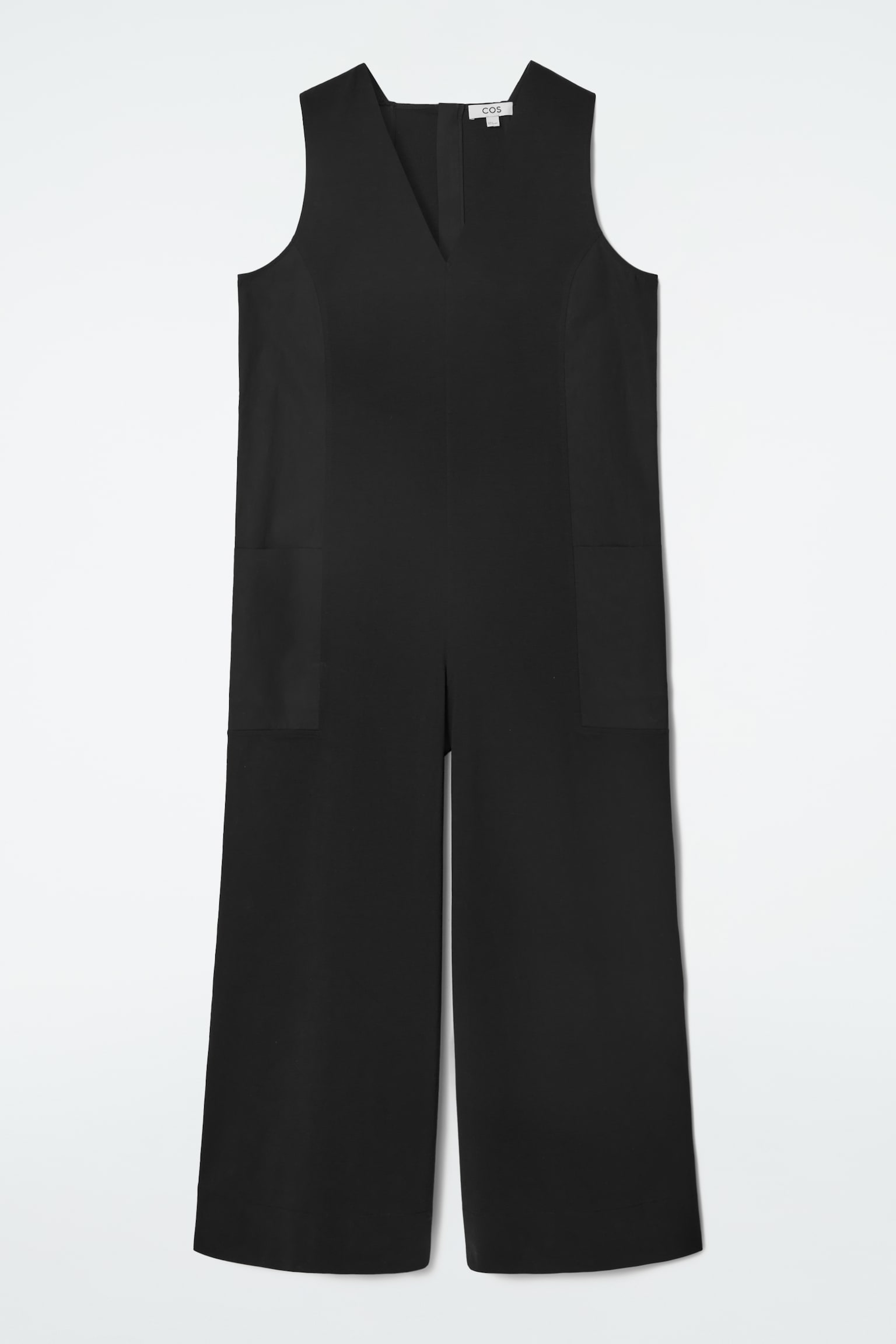 OVERSIZED V-NECK JUMPSUIT - BLACK/BEIGE - 2