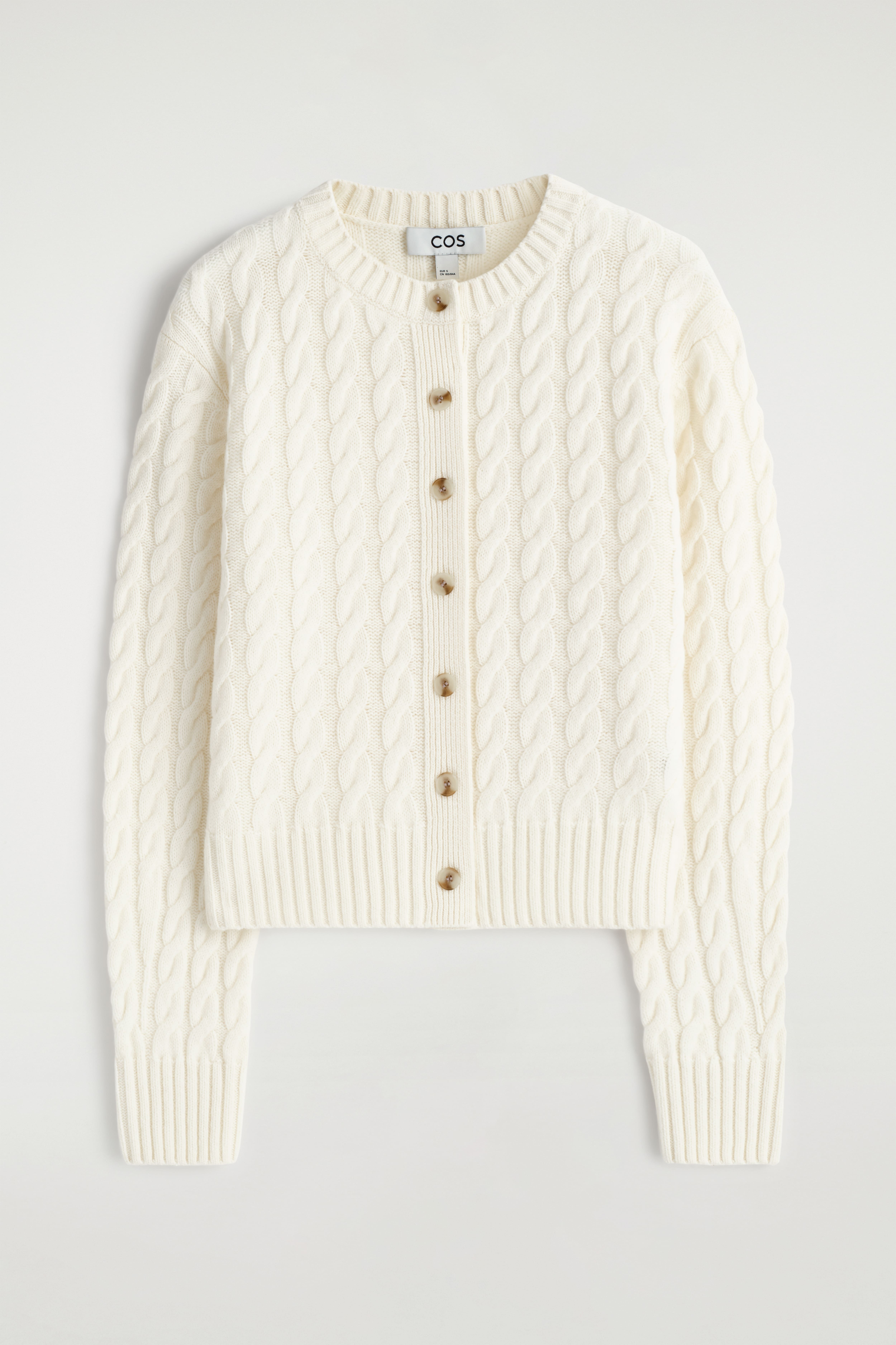 CARDIGAN EN LAINE MÉRINOS TORSADÉE - IVOIRE/GRIS