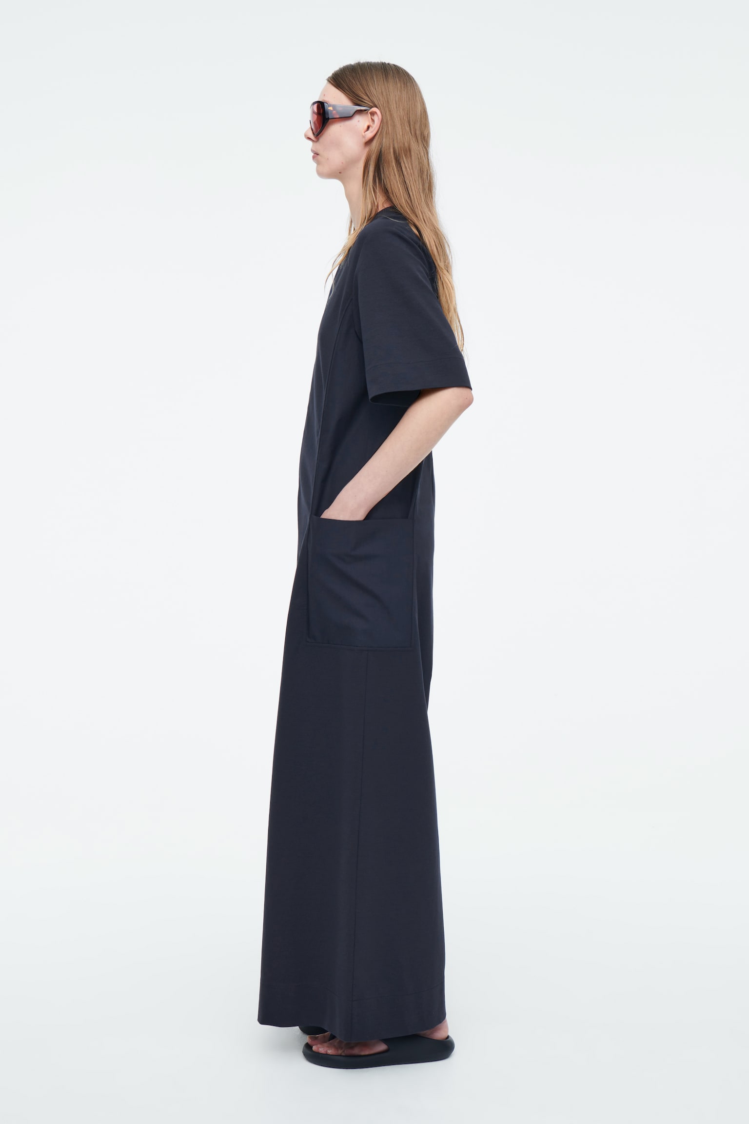 PANELLED V-NECK JUMPSUIT - NAVY - 6