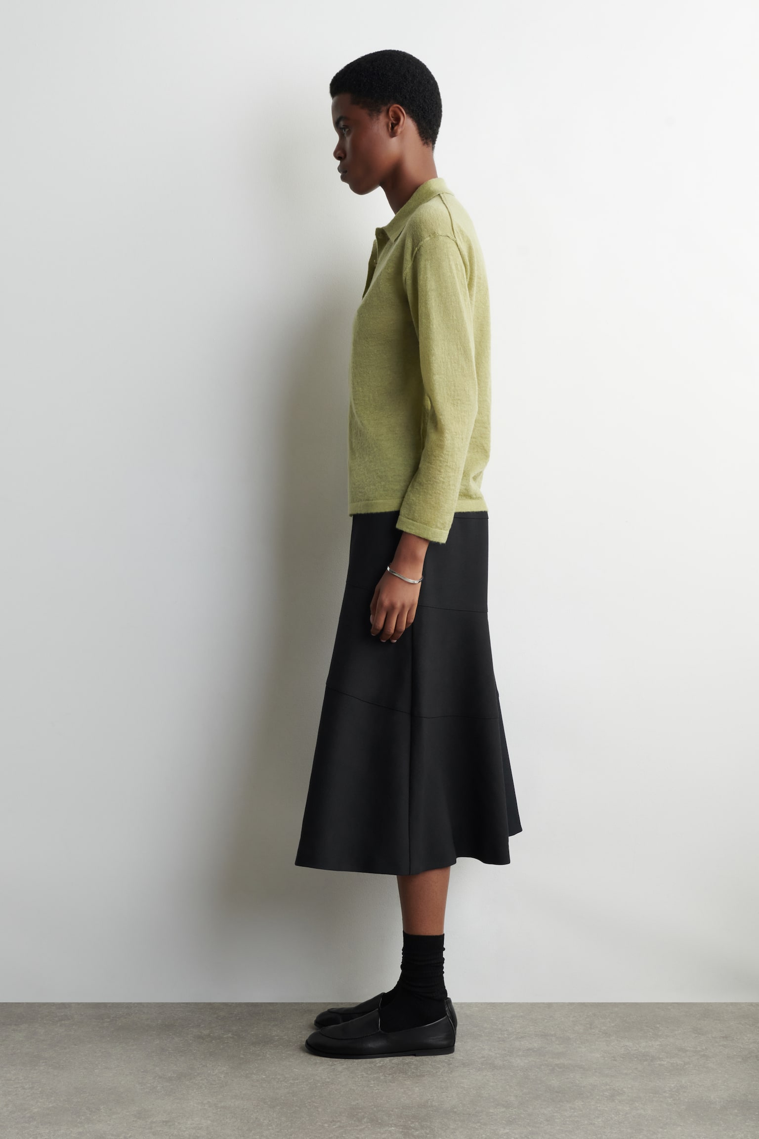 Gebreid shirt van mohairmix - GROEN - 5