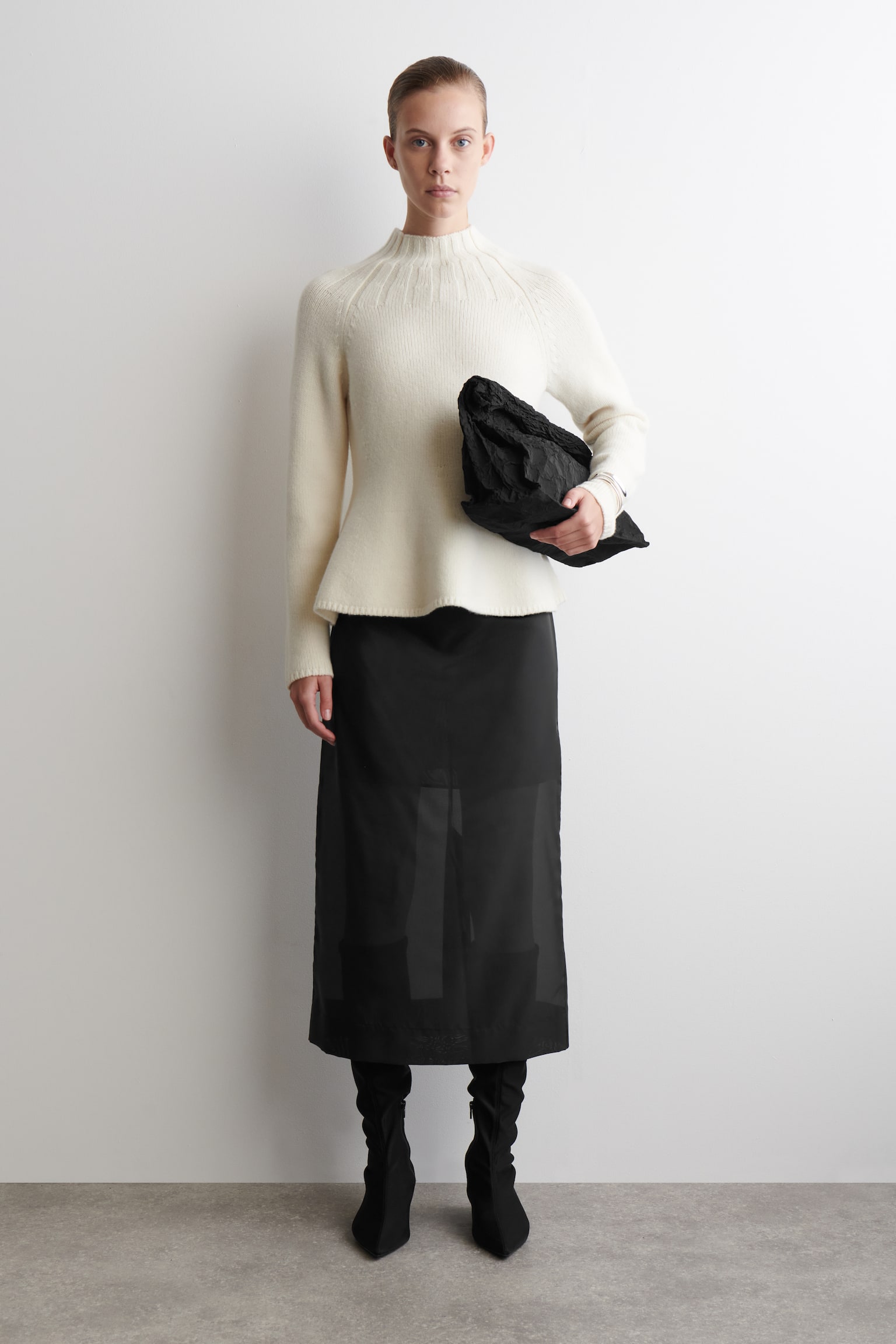 TRANSPARANTE COLUMN ROK - ZWART - 1