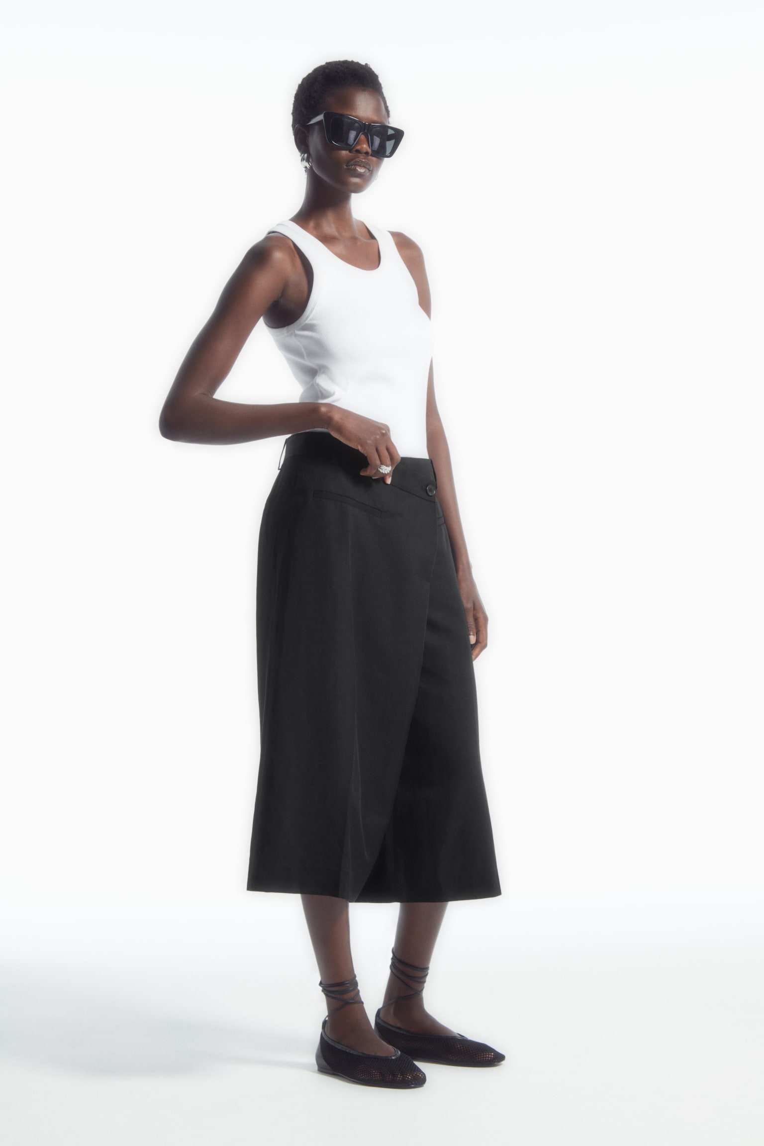 WRAP-FRONT CULOTTES - BLACK/BEIGE - 7