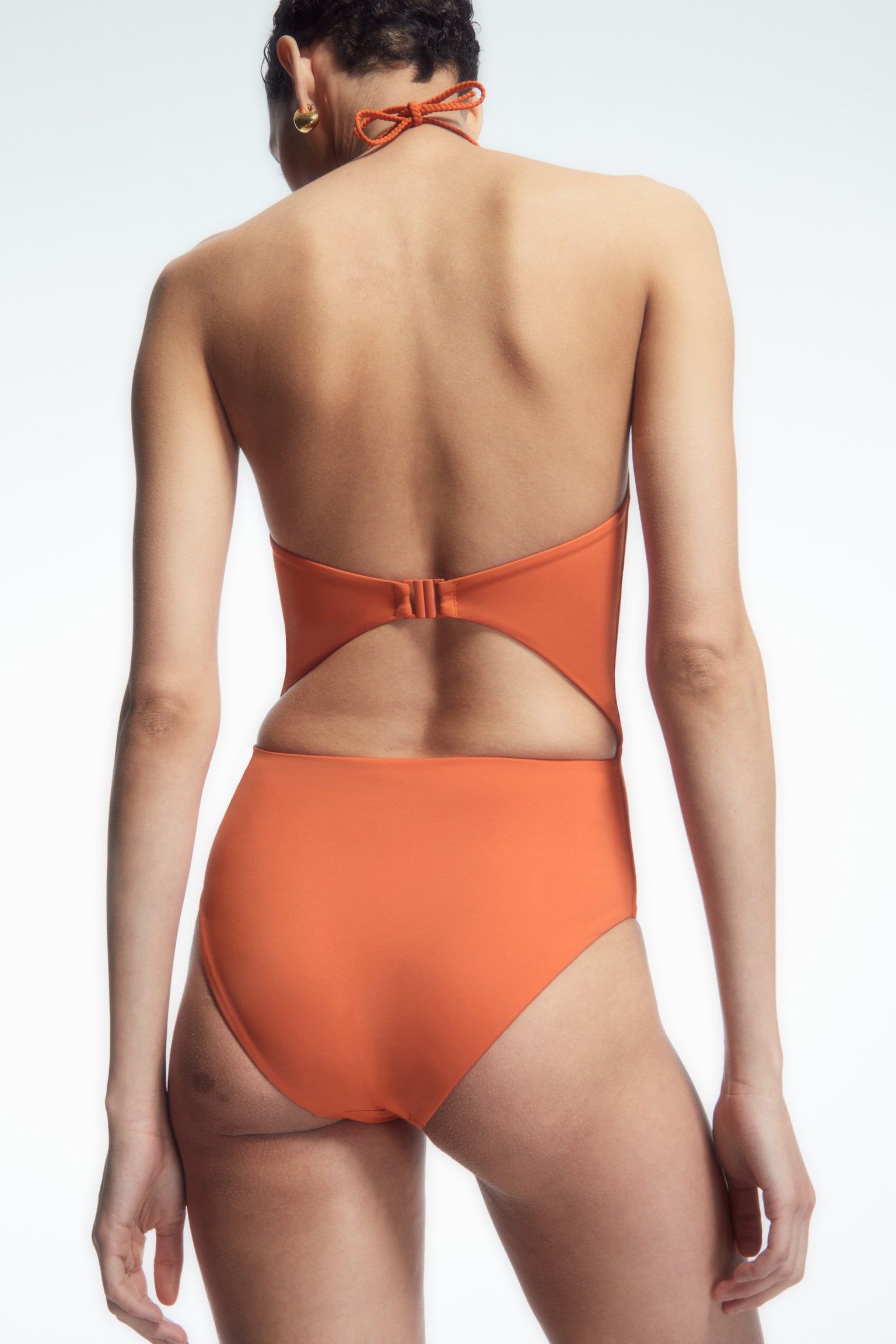 HALTERNECK CUTOUT SWIMSUIT - ORANGE/GREEN / WHITE - 5