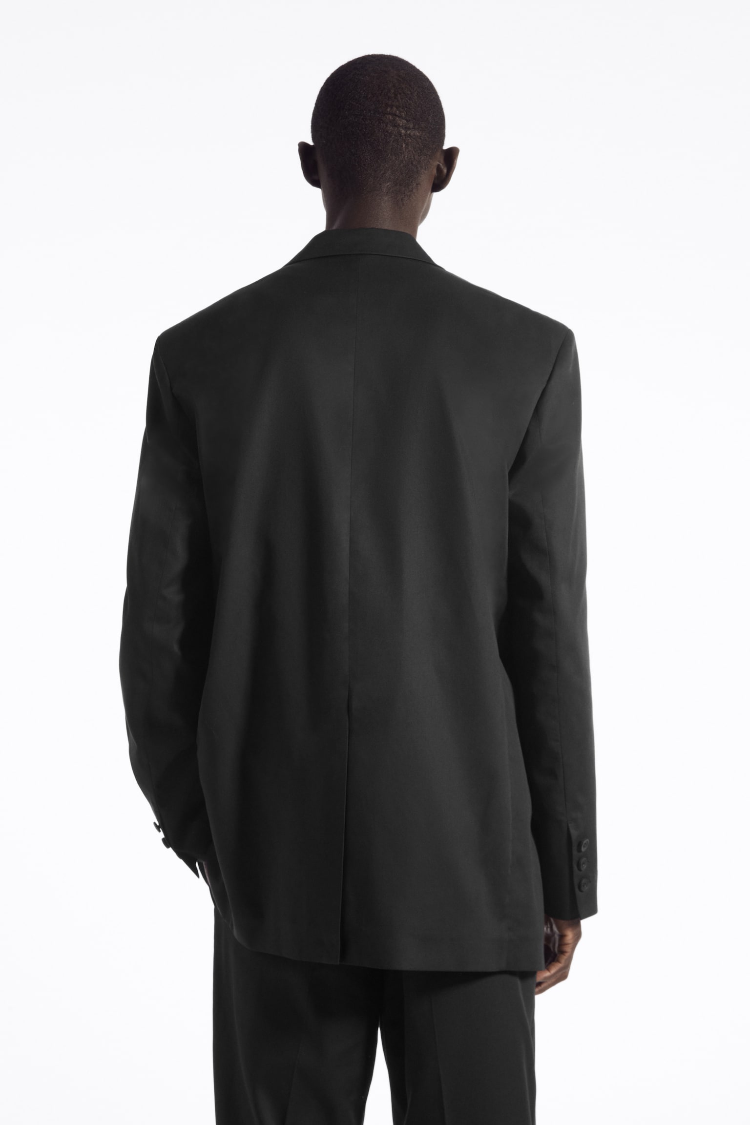 RELAXED LONGLINE SINGLE-BREASTED BLAZER - BLACK/TERRACOTTA - 5