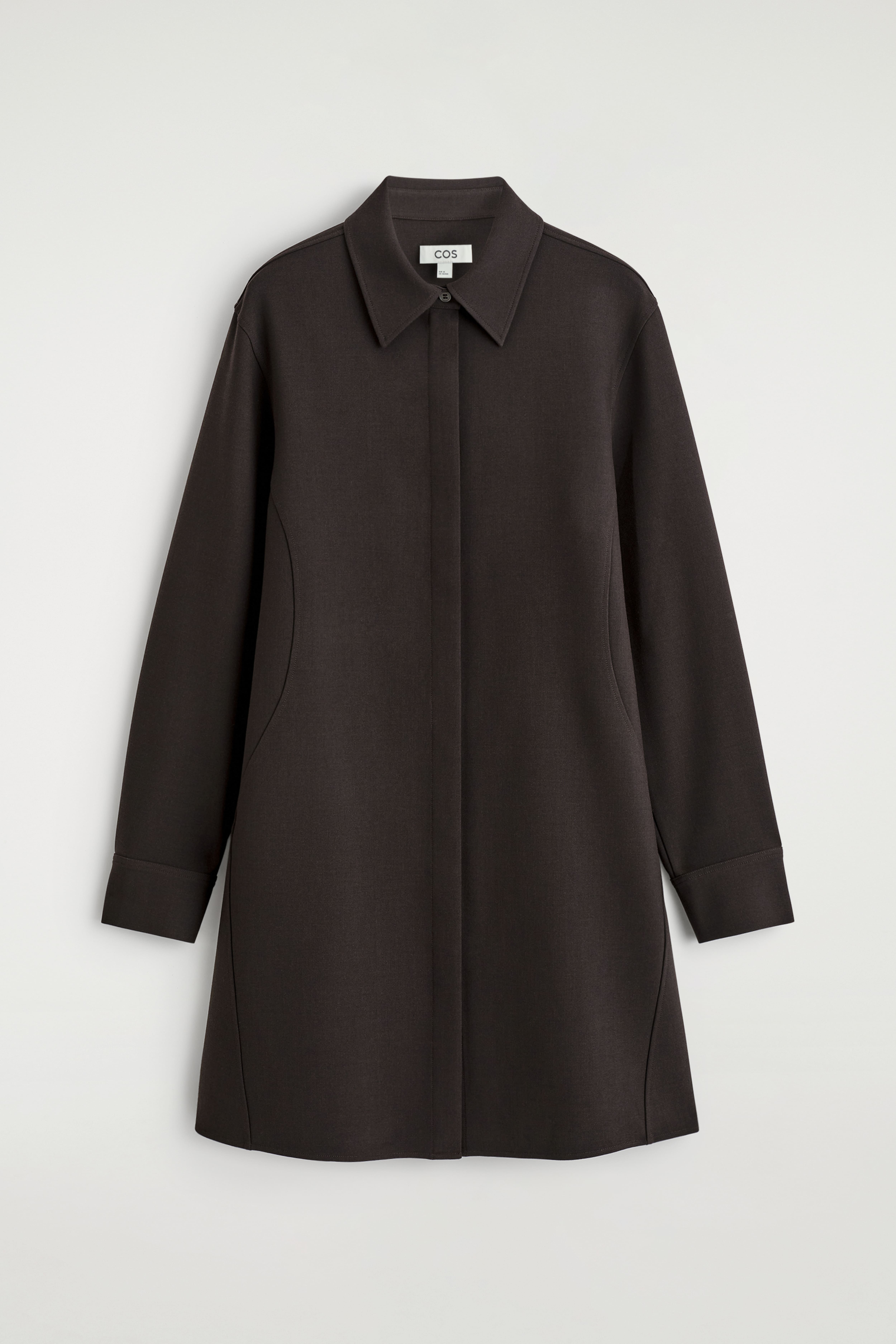 Lange mouwen mini overhemdjurk - DONKERBRUIN