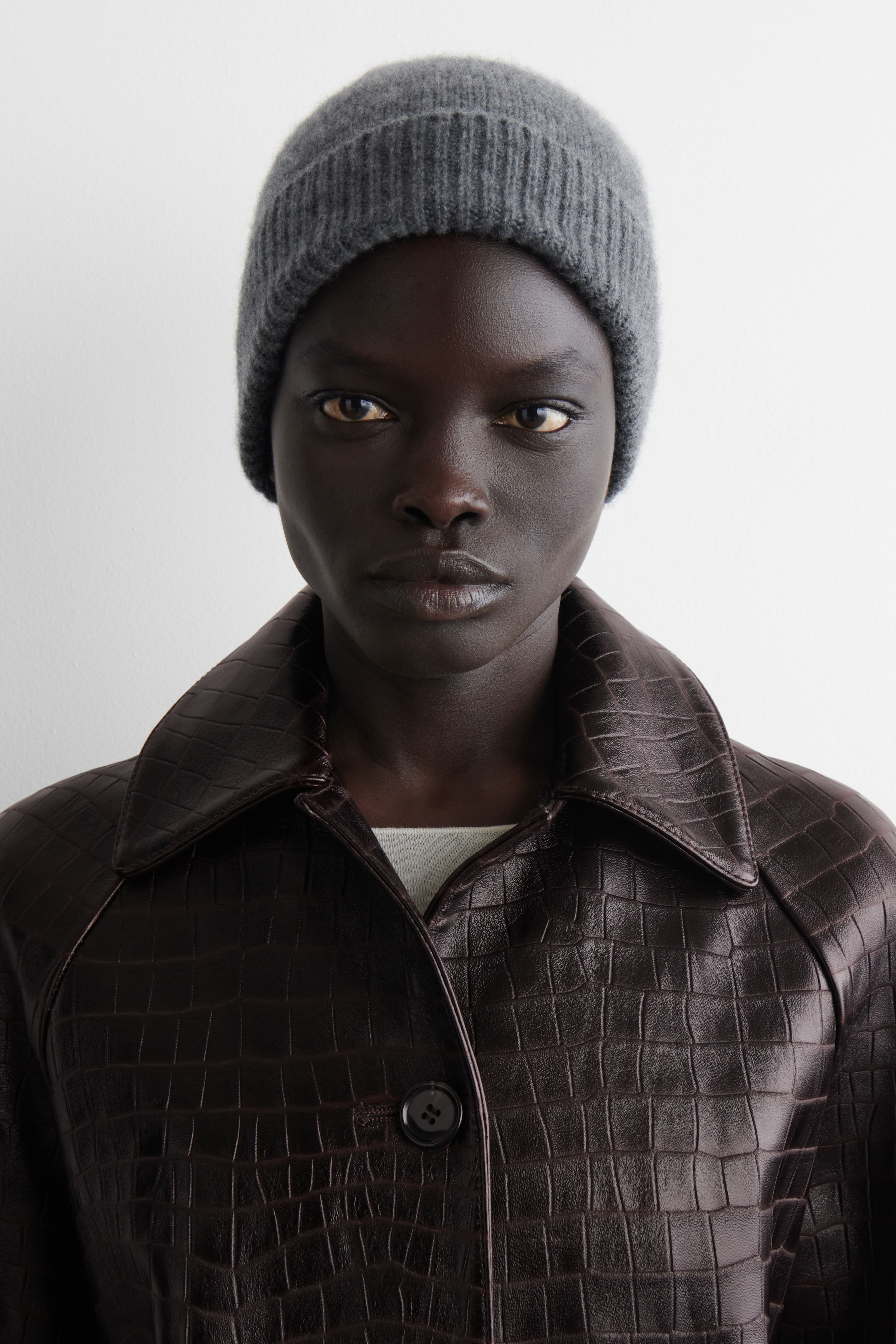 BEANIE AUS REINEM KASCHMIR - Dunkelgrau/DUNKELBRAUN/SCHWARZ