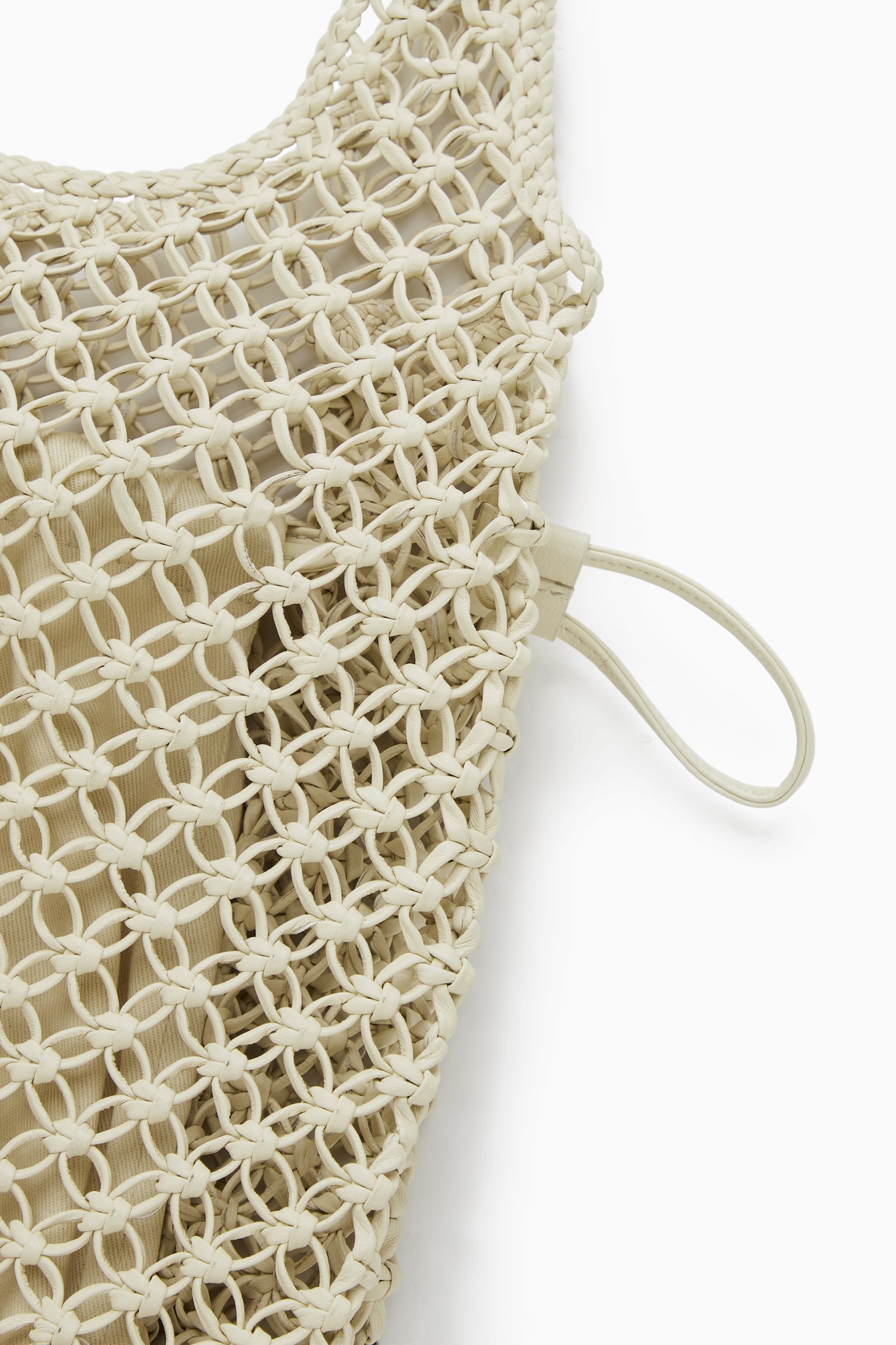 MINI MACRAMÉ SHOPPER - LEATHER - WHITE - 3