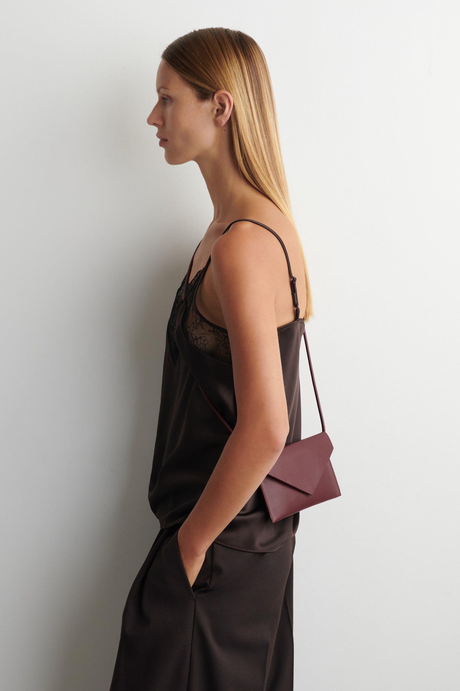 ENVELOPE BAG - LEATHER - BORDEAUX/NAVY / SUEDE - 5