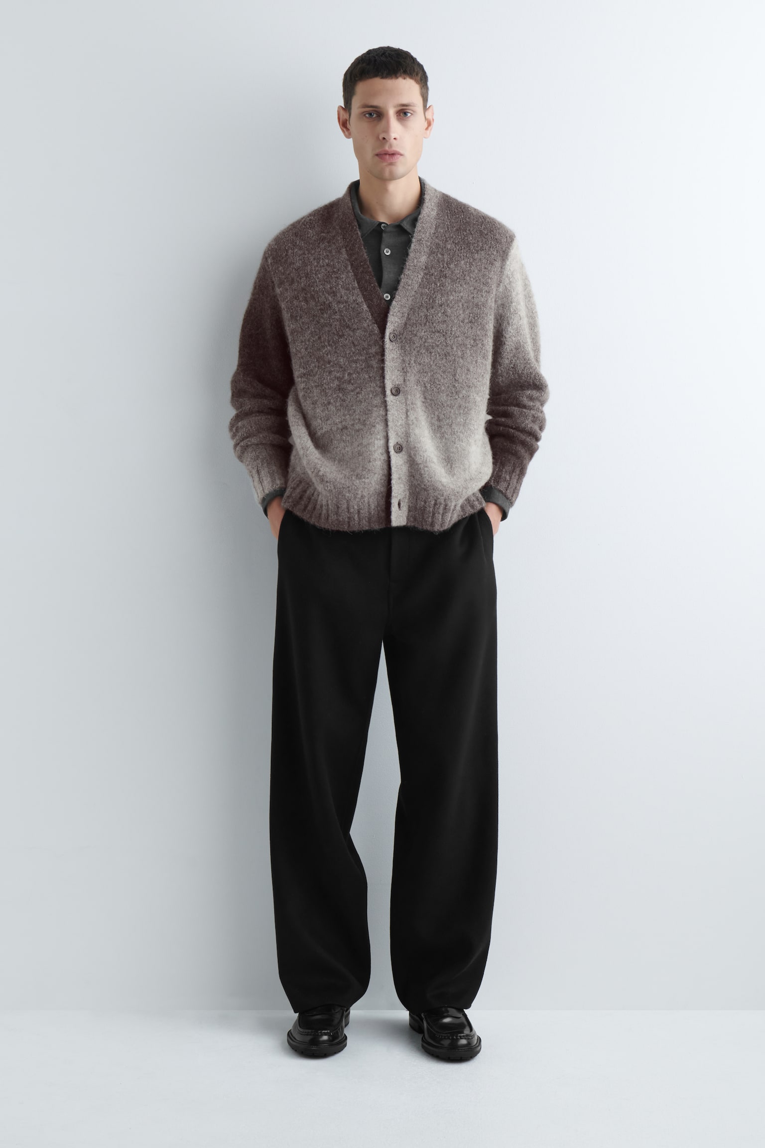 CARDIGAN DÉGRADÉ IN MISTO ALPACA - GRIGIO / DÉGRADÉ - 3