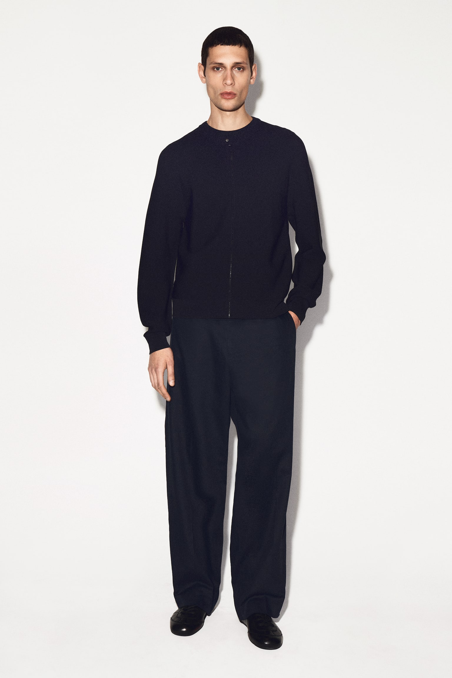 Racerhals strikket jakke - MARINEBLÅ - 8