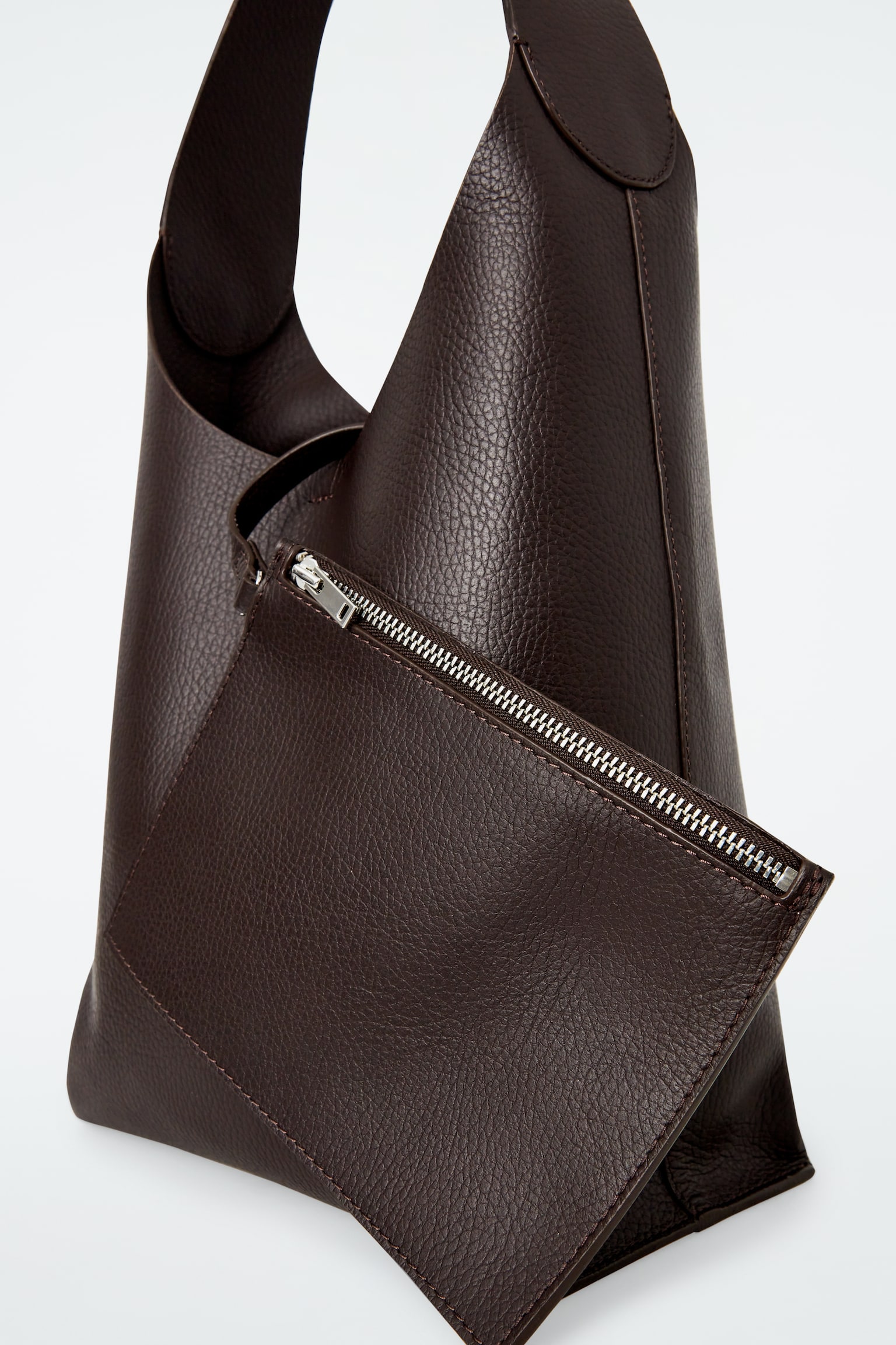 SERIF MINI TOTE - LEATHER - DARK BROWN - 3