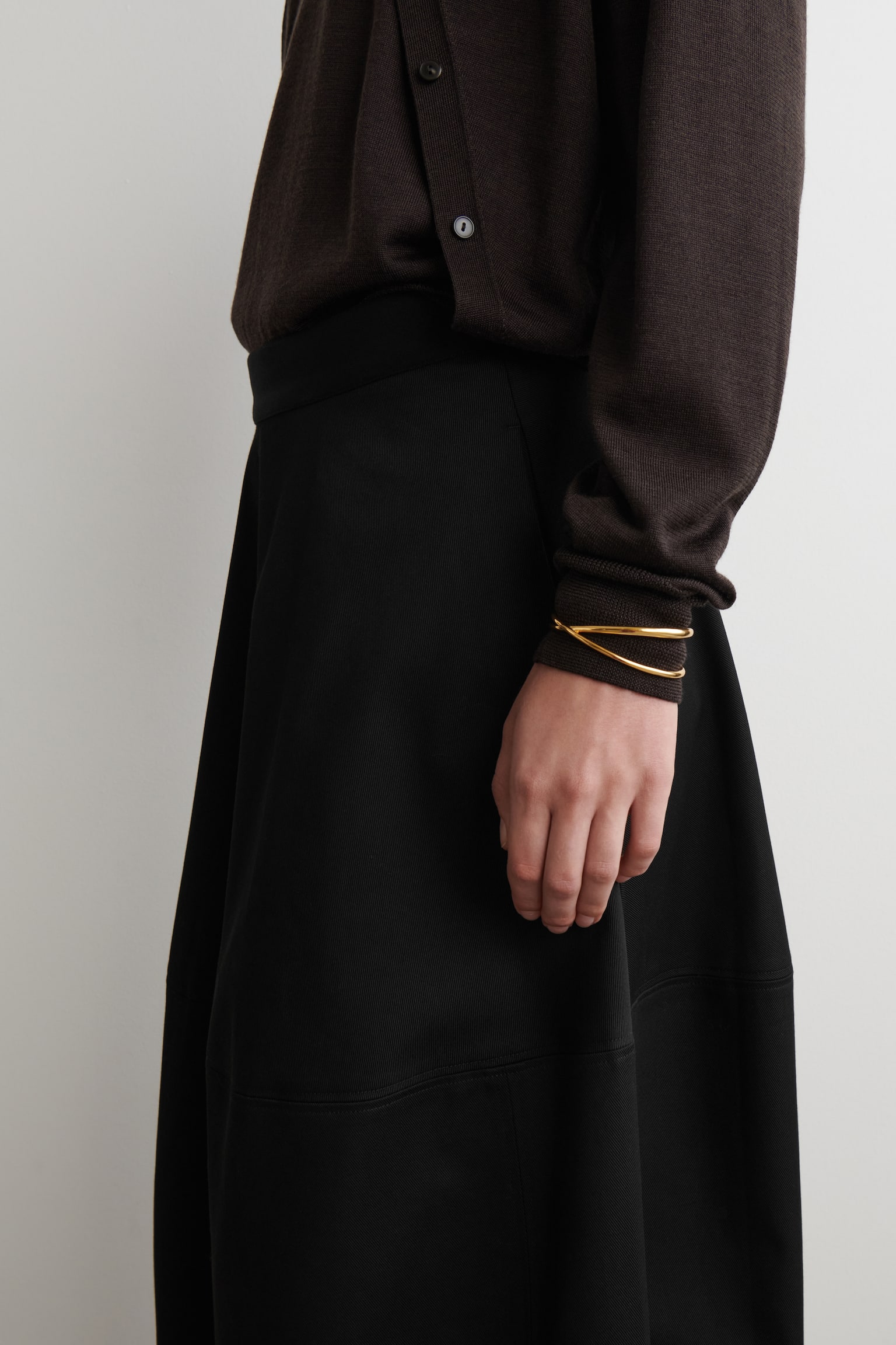 VOLUMINOUS COTTON MIDI SKIRT - ČERNÉ - 6