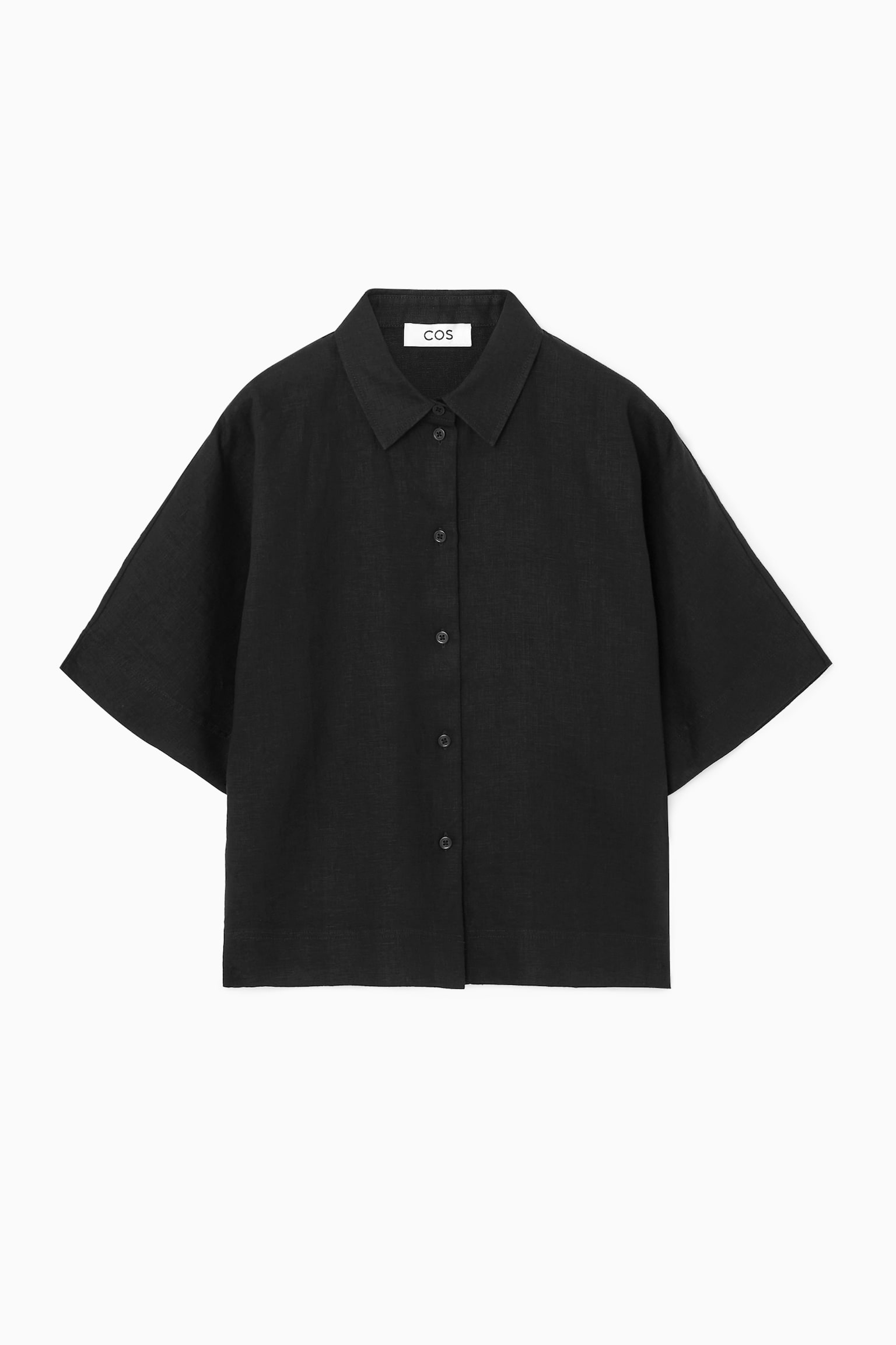 SHORT-SLEEVED LINEN SHIRT - BLACK/STONE/LILAC/WHITE - 7