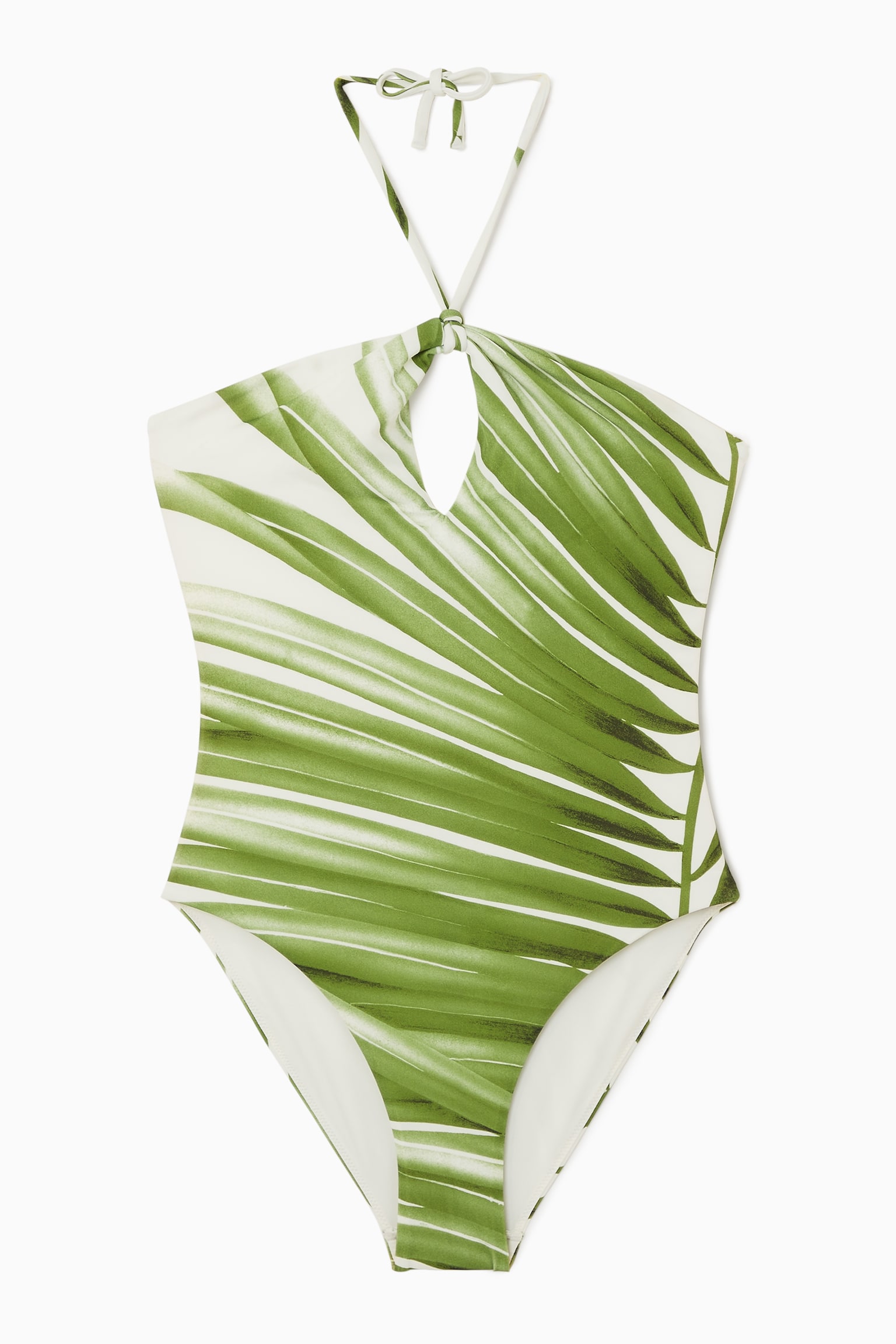 HALTERNECK CUTOUT SWIMSUIT - GREEN / WHITE/ORANGE - 2